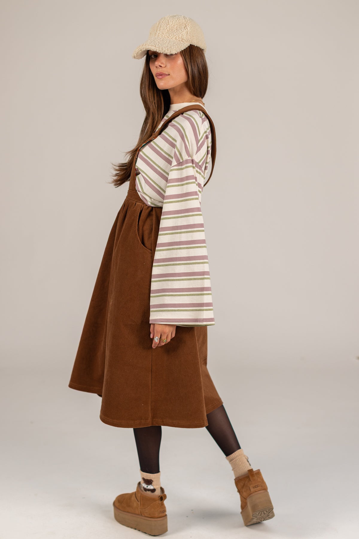 Overall Dress Alfina Brown Twill