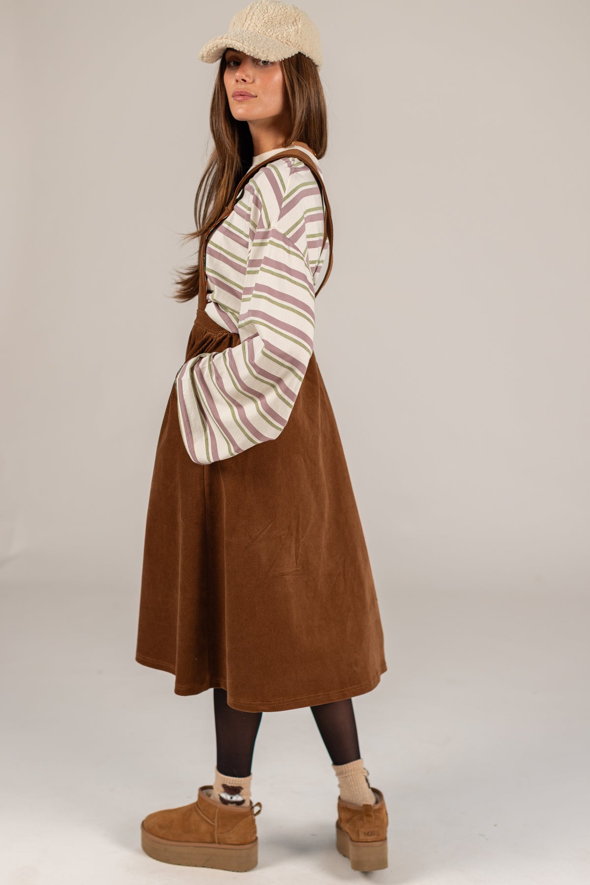 Overall Dress Alfina Brown Twill
