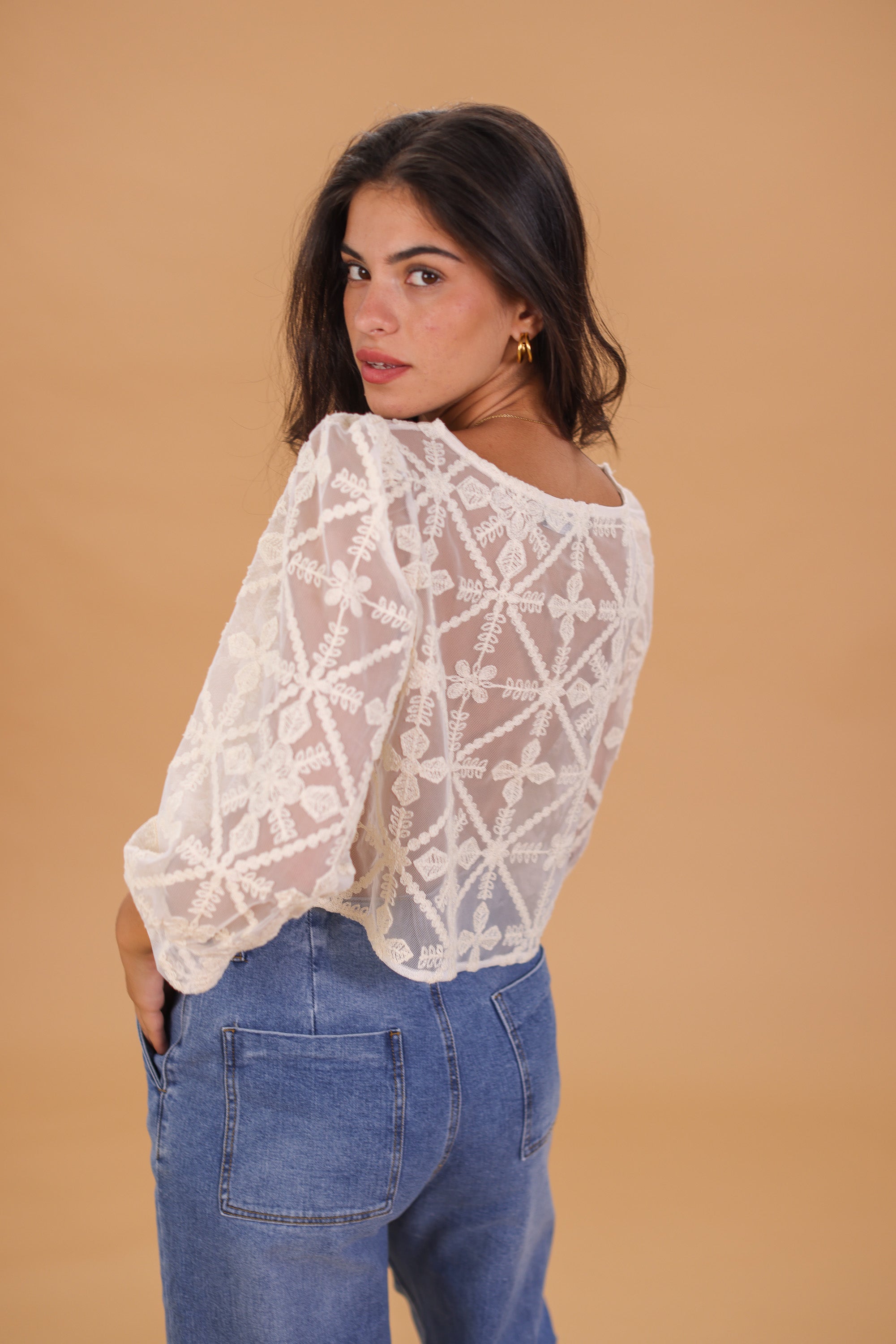 Top Idalia Creme Spitze