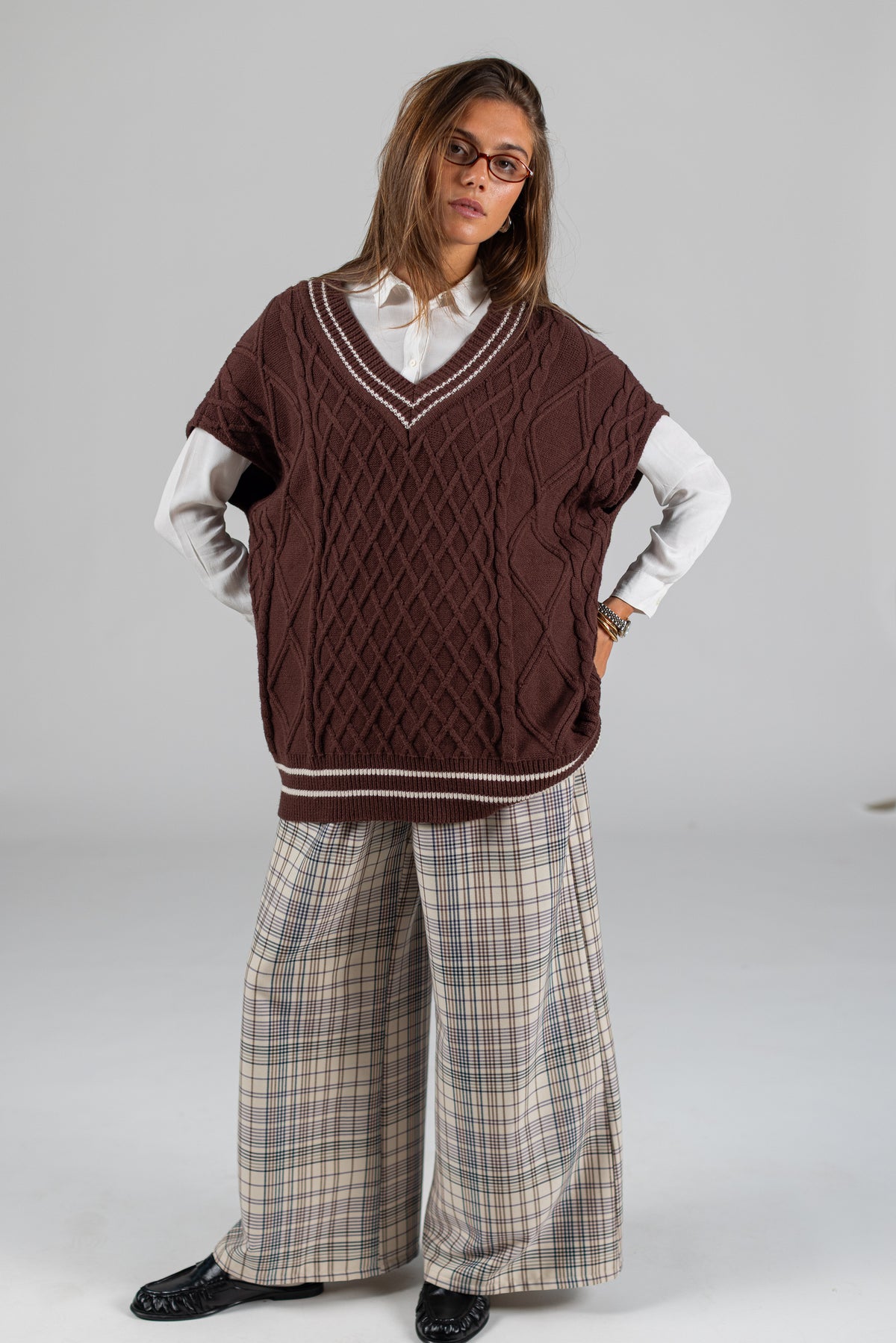Knit Vest Mardi Brown