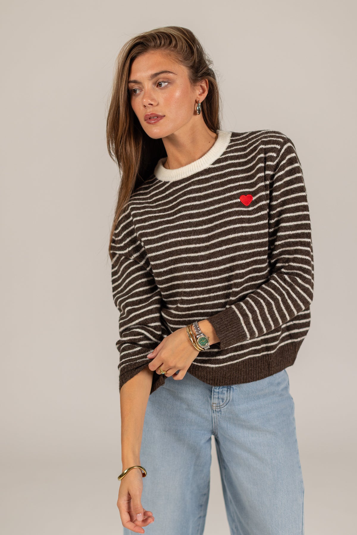 Knit Sweater Woldo Brown Stripes