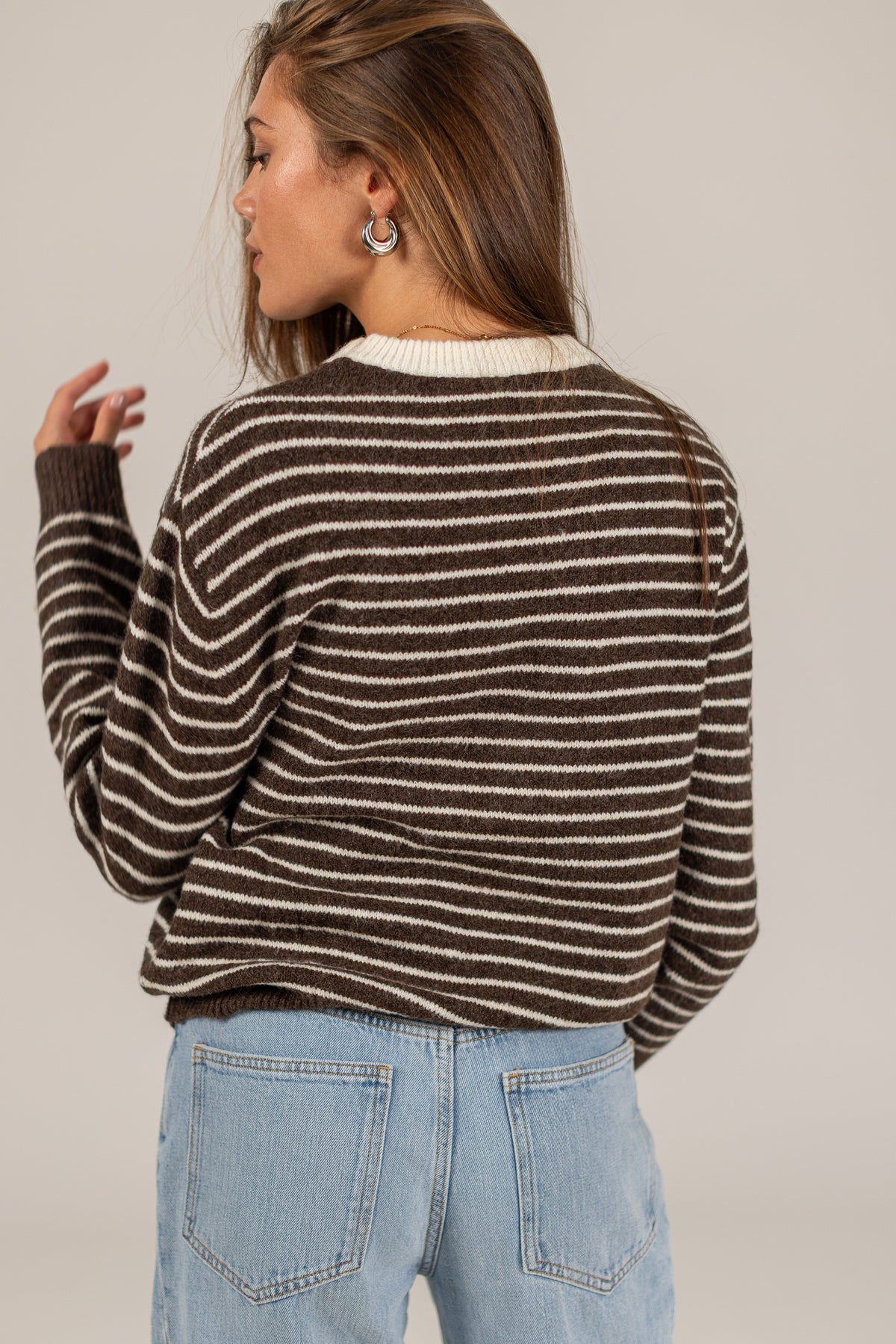 Knit Sweater Woldo Brown Stripes