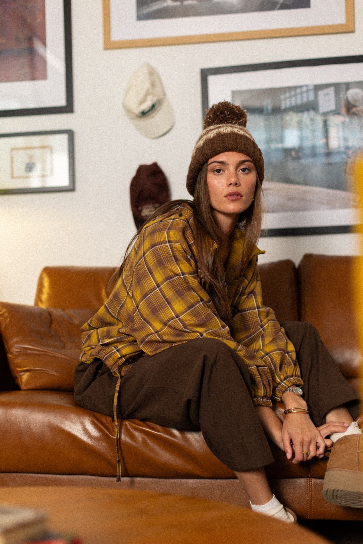 Bomber Jacket Cally Yellow Plaid