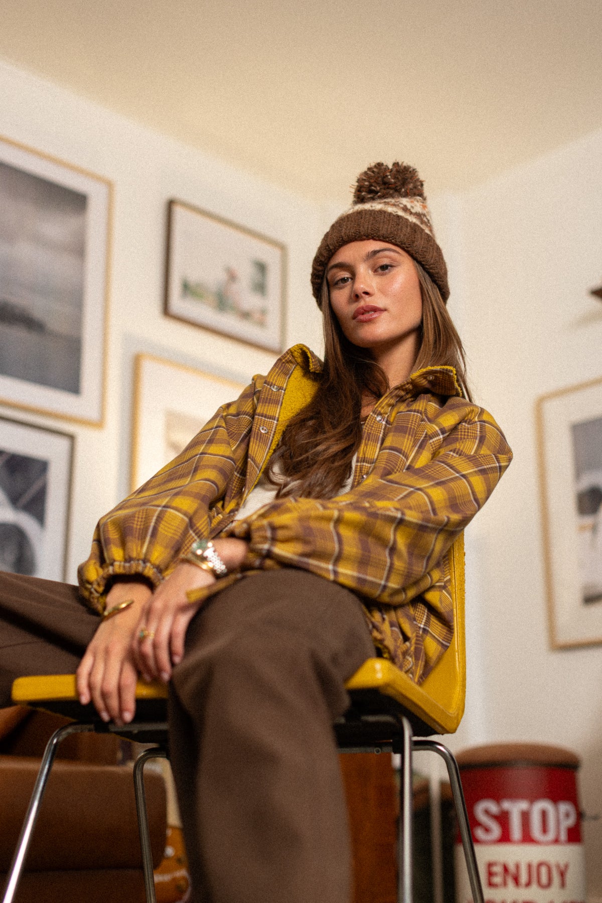 Bomber Jacket Cally Yellow Plaid