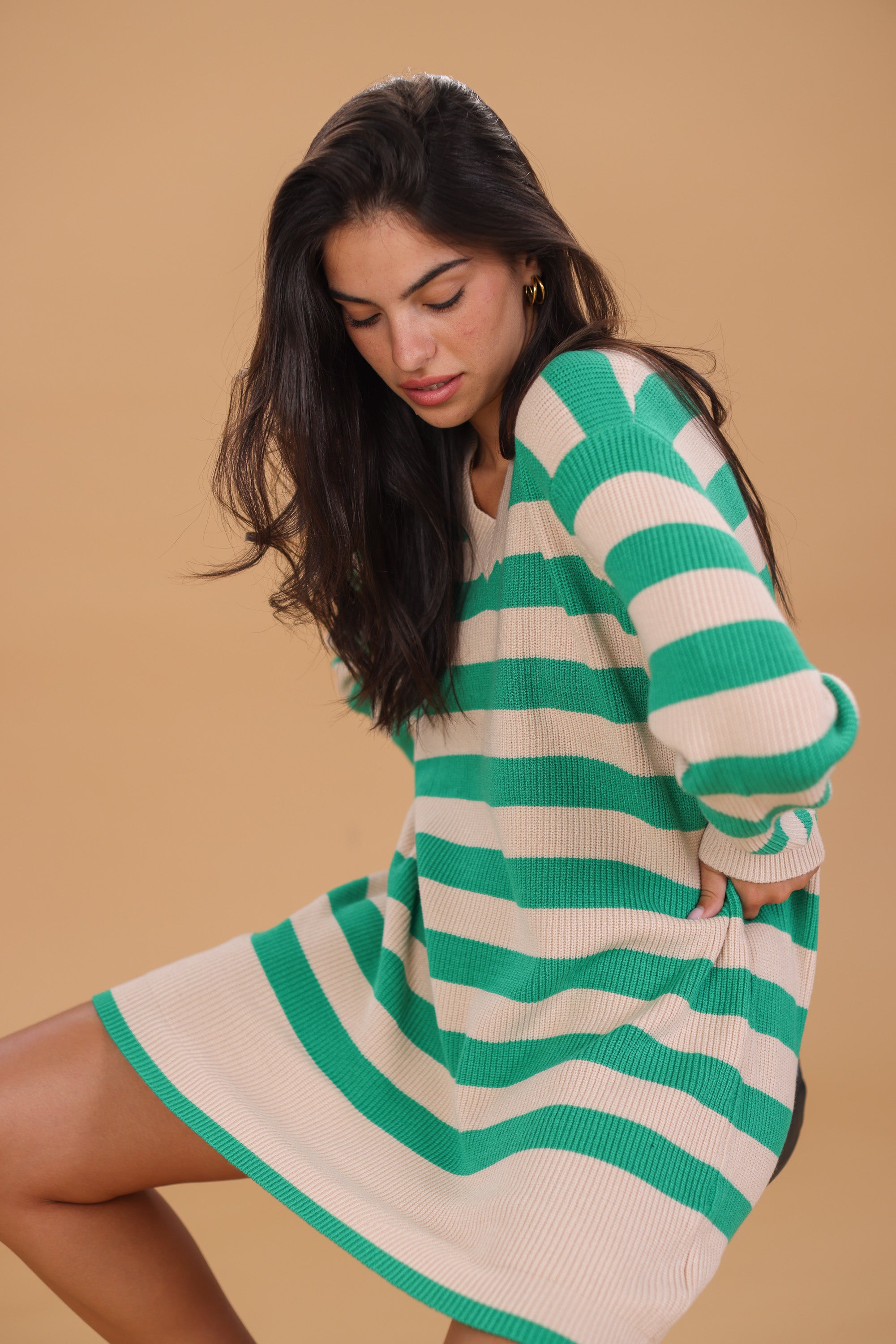 Dress Theo Green Stripes