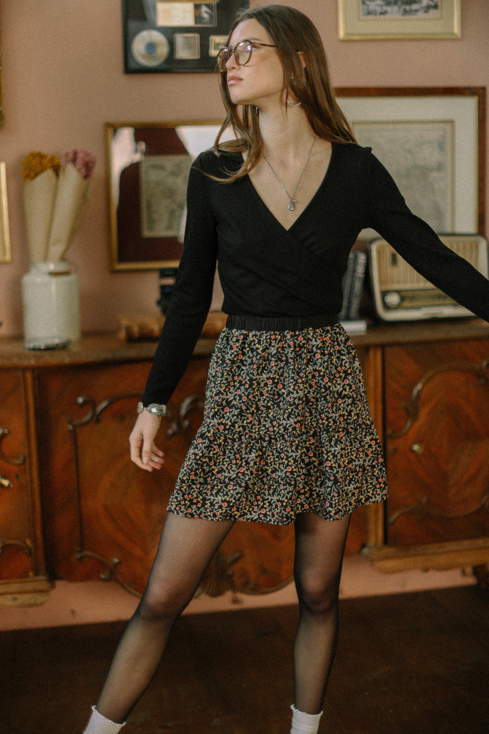 Skirt Eren Black Floral