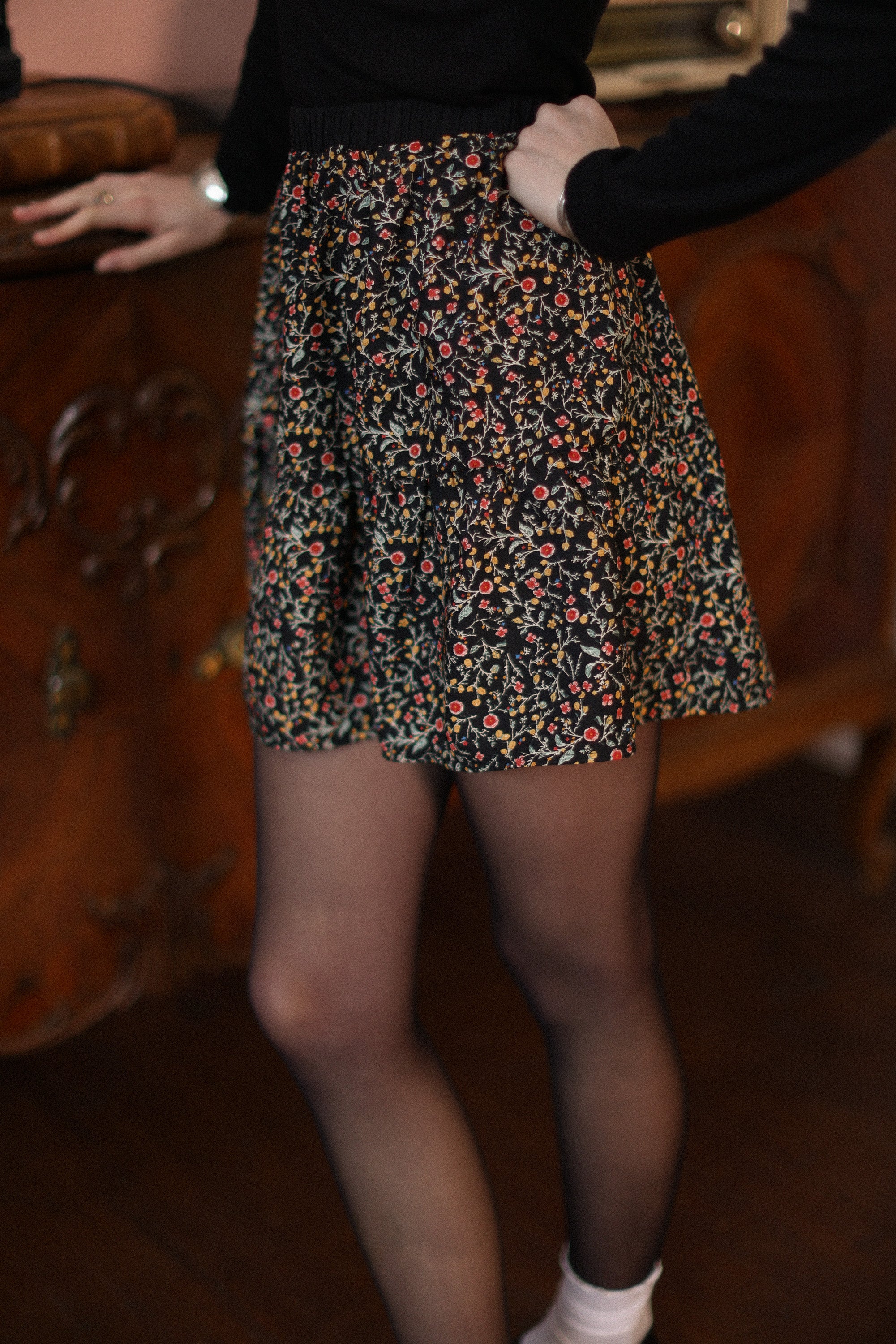 Skirt Eren Black Floral