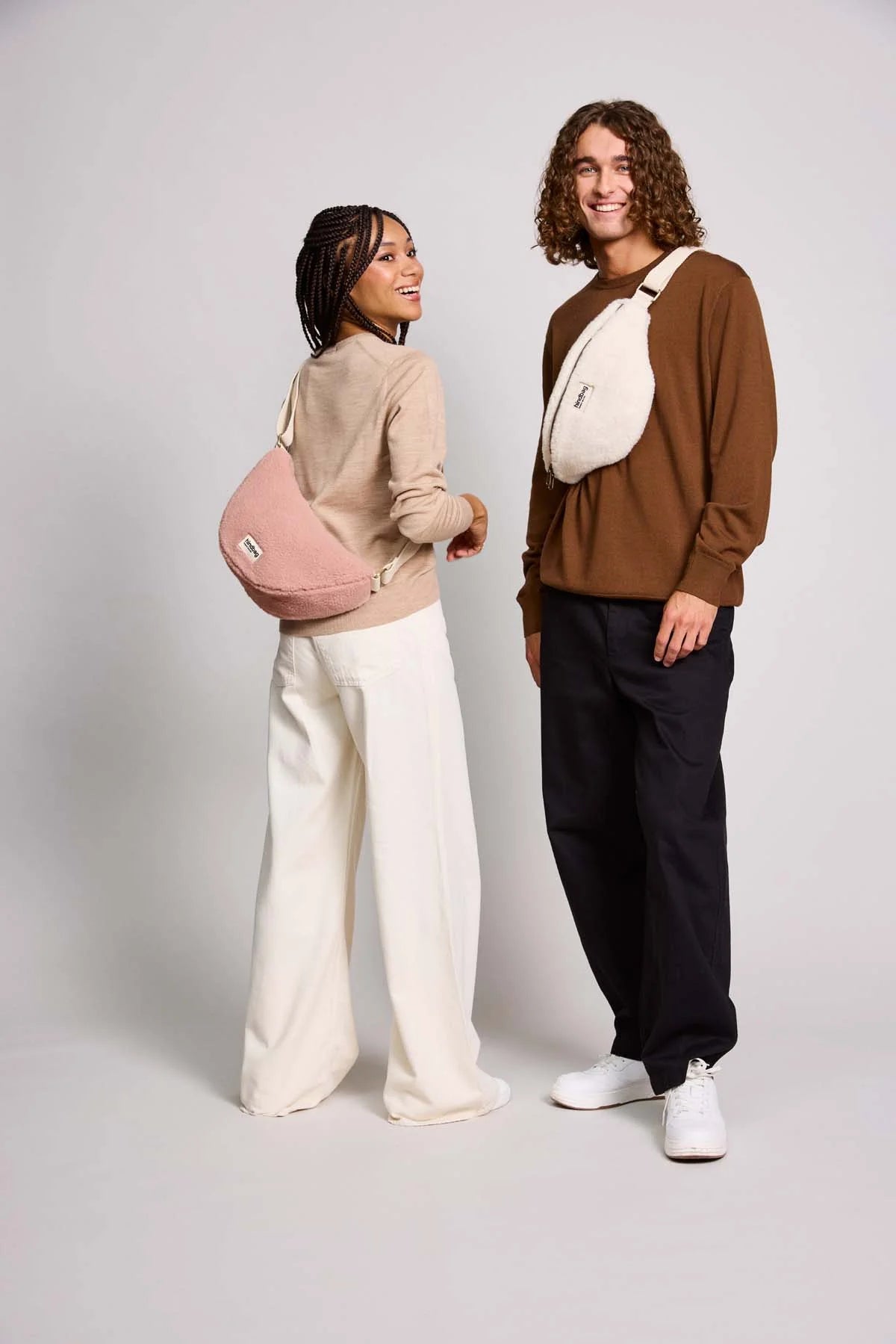 Half Moon Bag Andrea Powder Pink Teddy