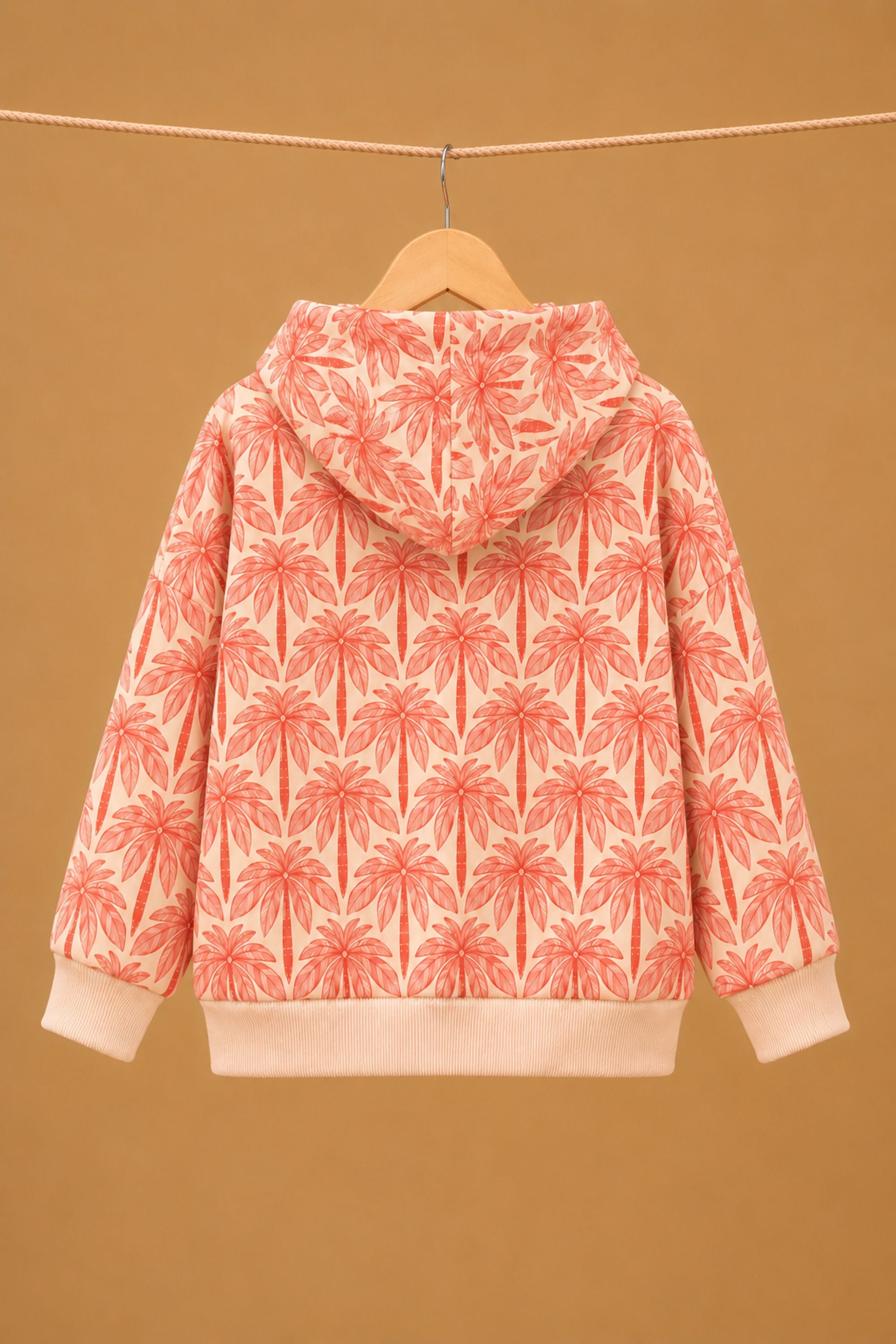 Kids Hoodie Leyla Cream Rose Palms