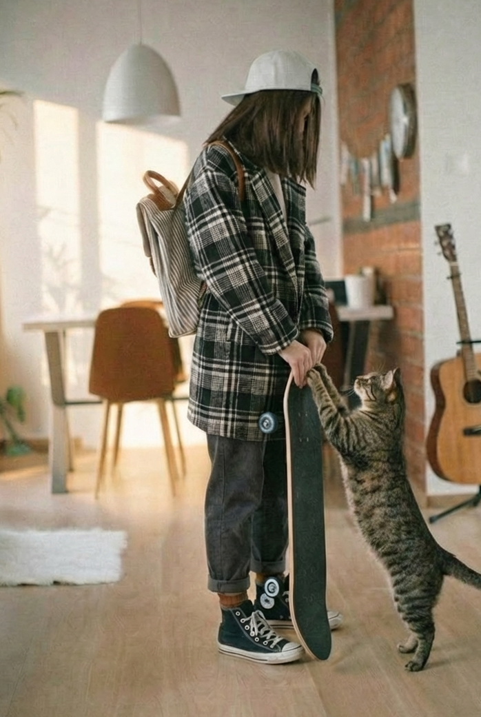 Coat Brinley Black Checkered