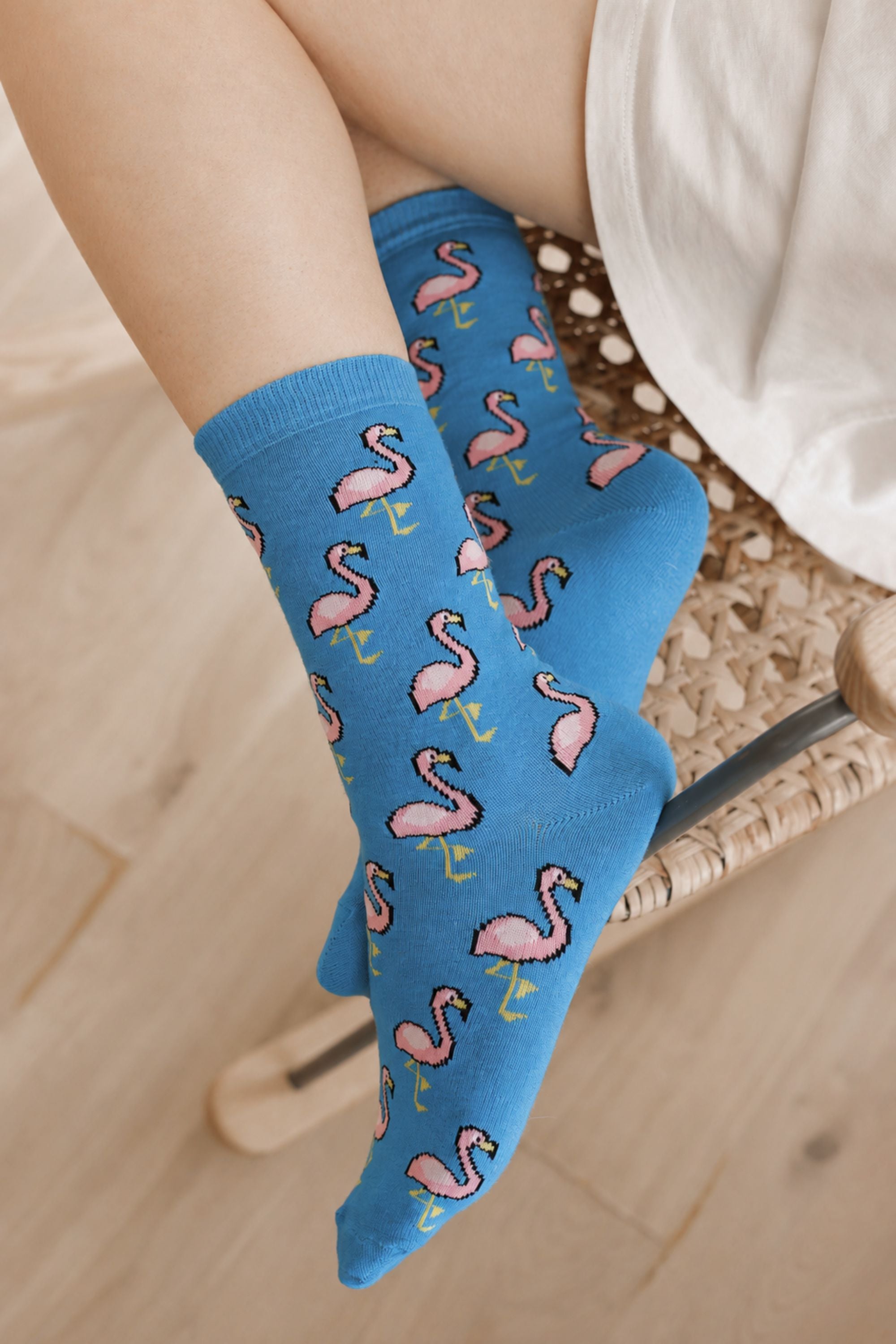 Socks Flamingos Blue