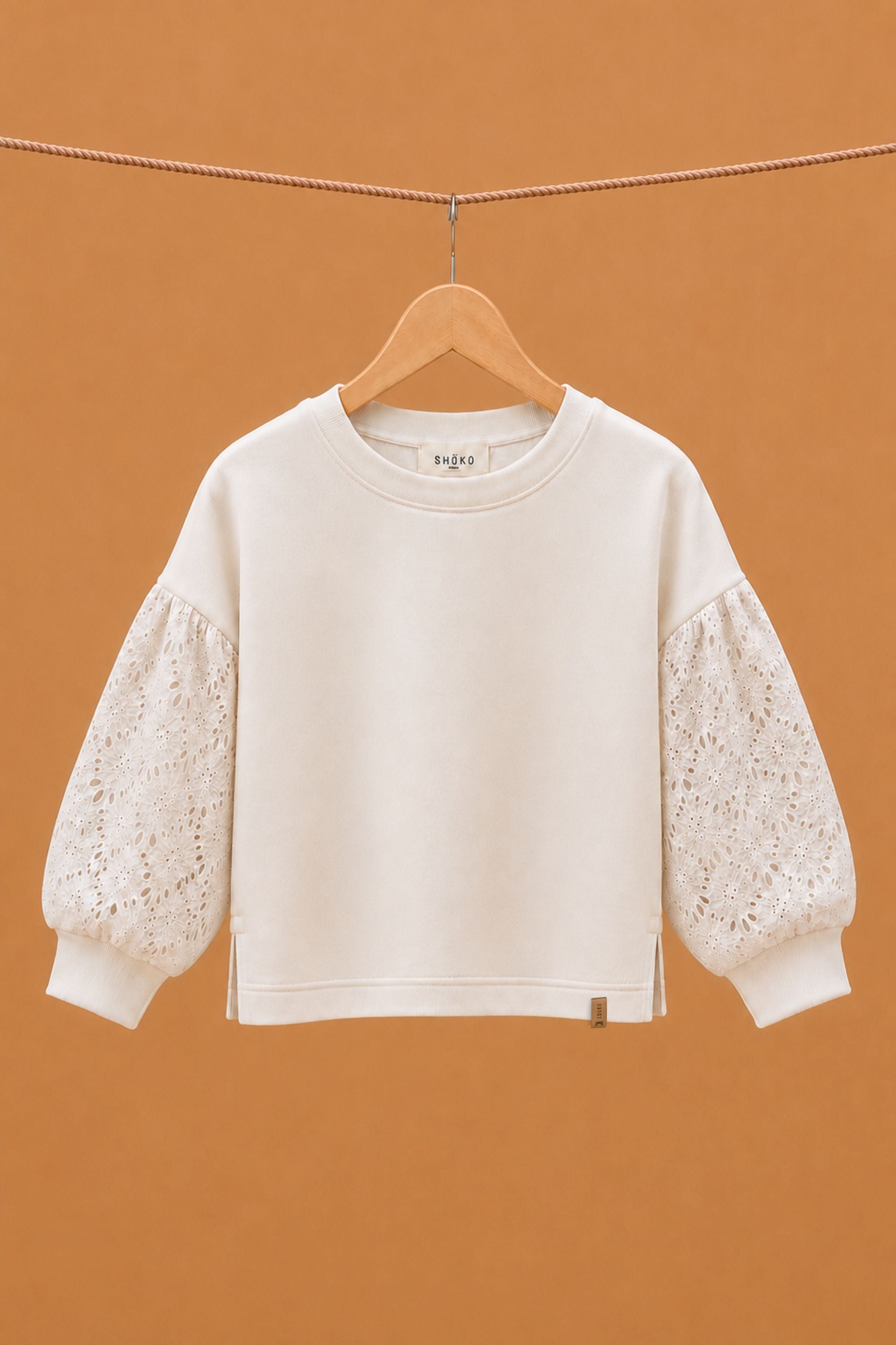 Kids Sweater Caelia White Embroidered