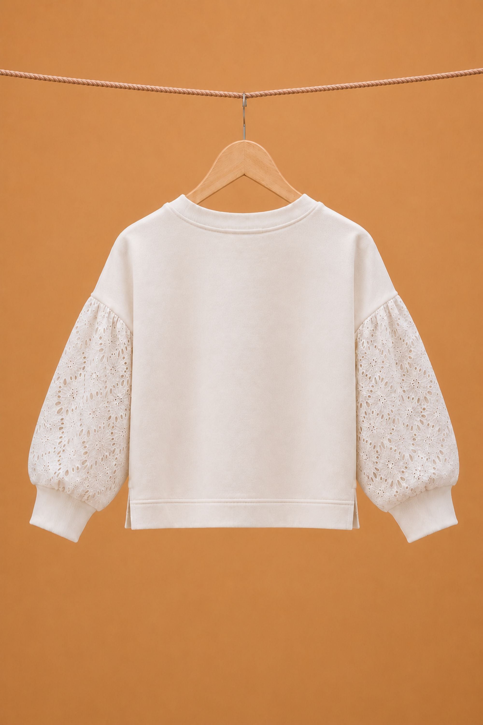Kids Sweater Caelia White Embroidered