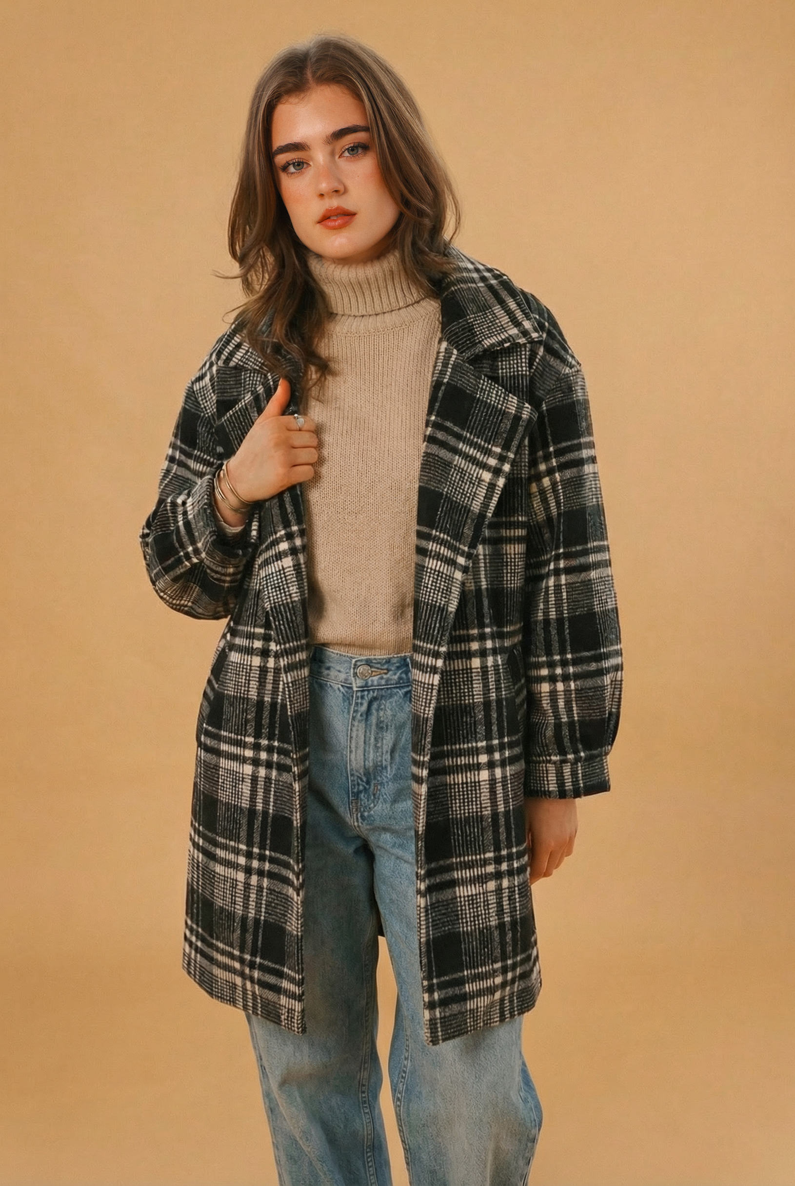 Coat Brinley Black Checkered