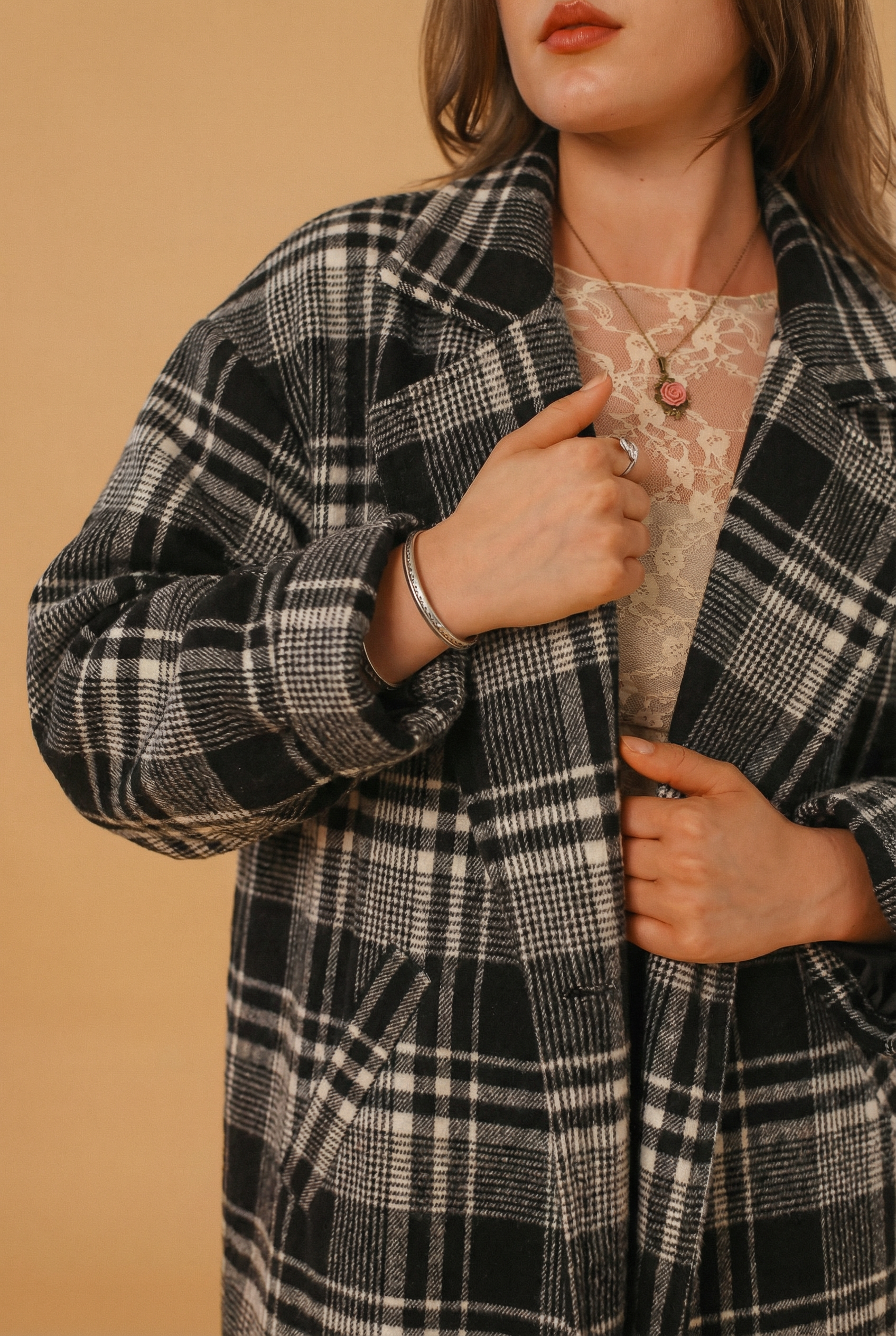 Coat Brinley Black Checkered
