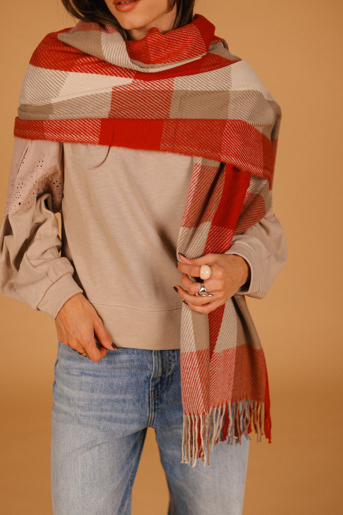 Scarf Leina Red & Beige