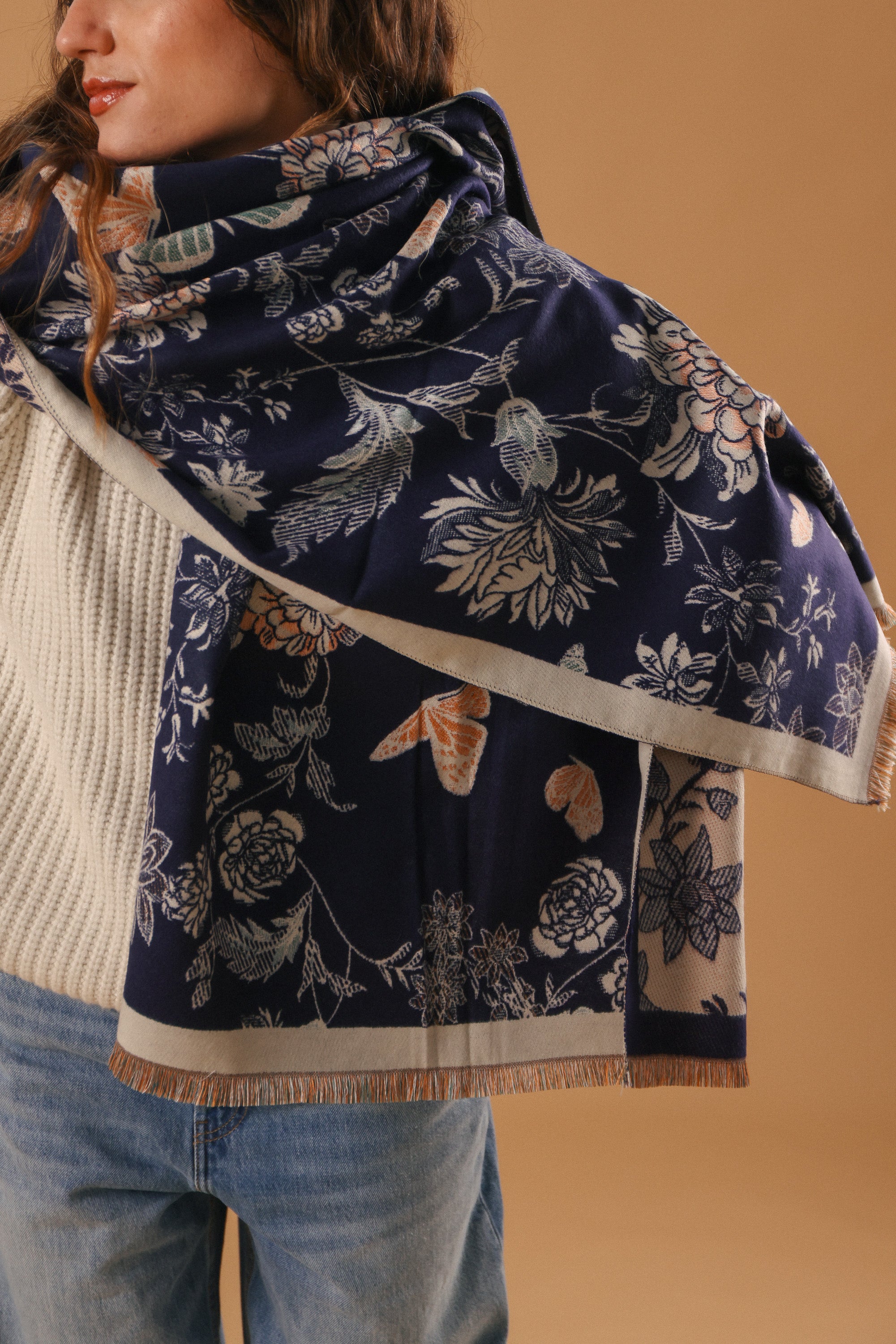 Scarf Butterflies & Flowers Blue