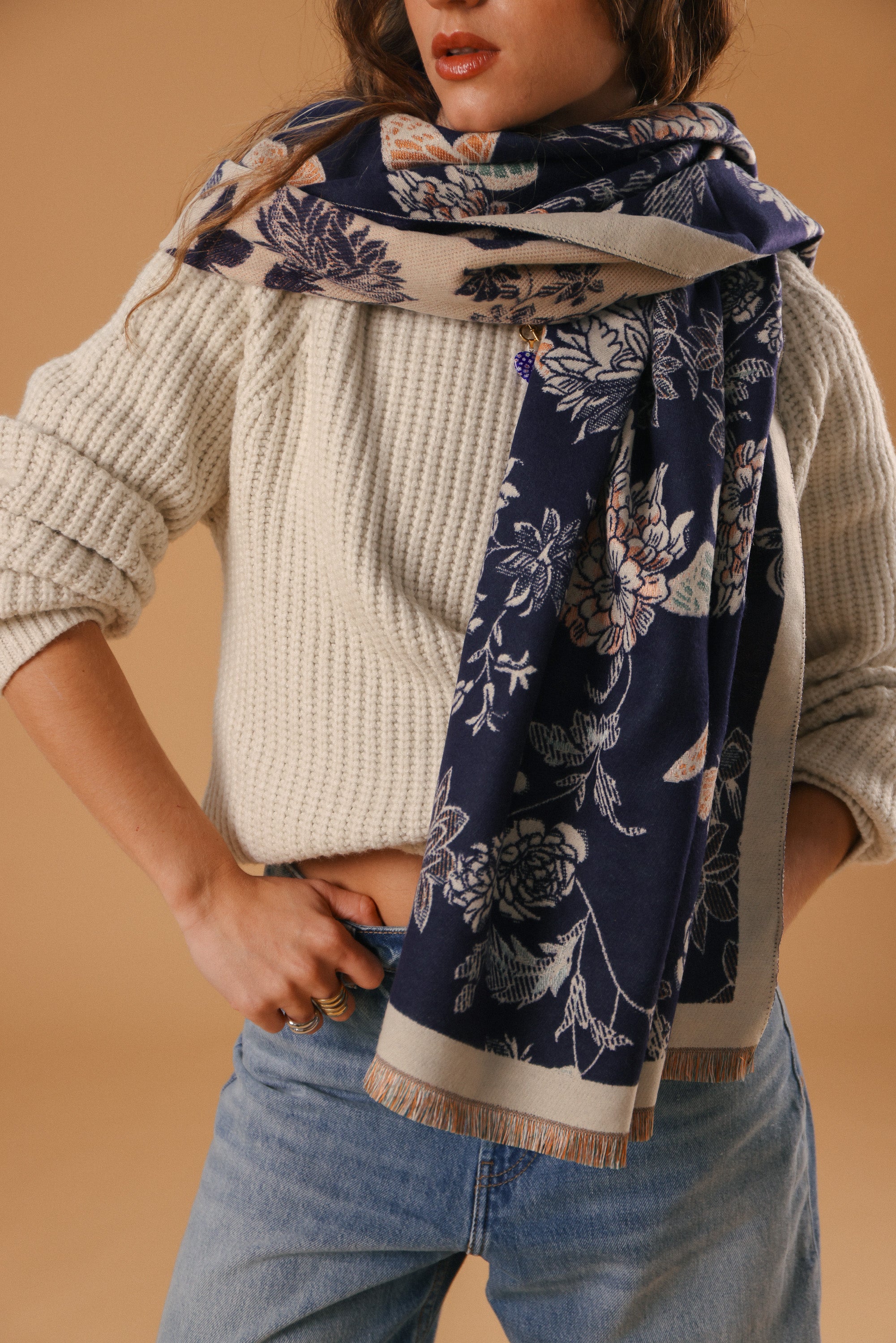 Scarf Butterflies & Flowers Blue