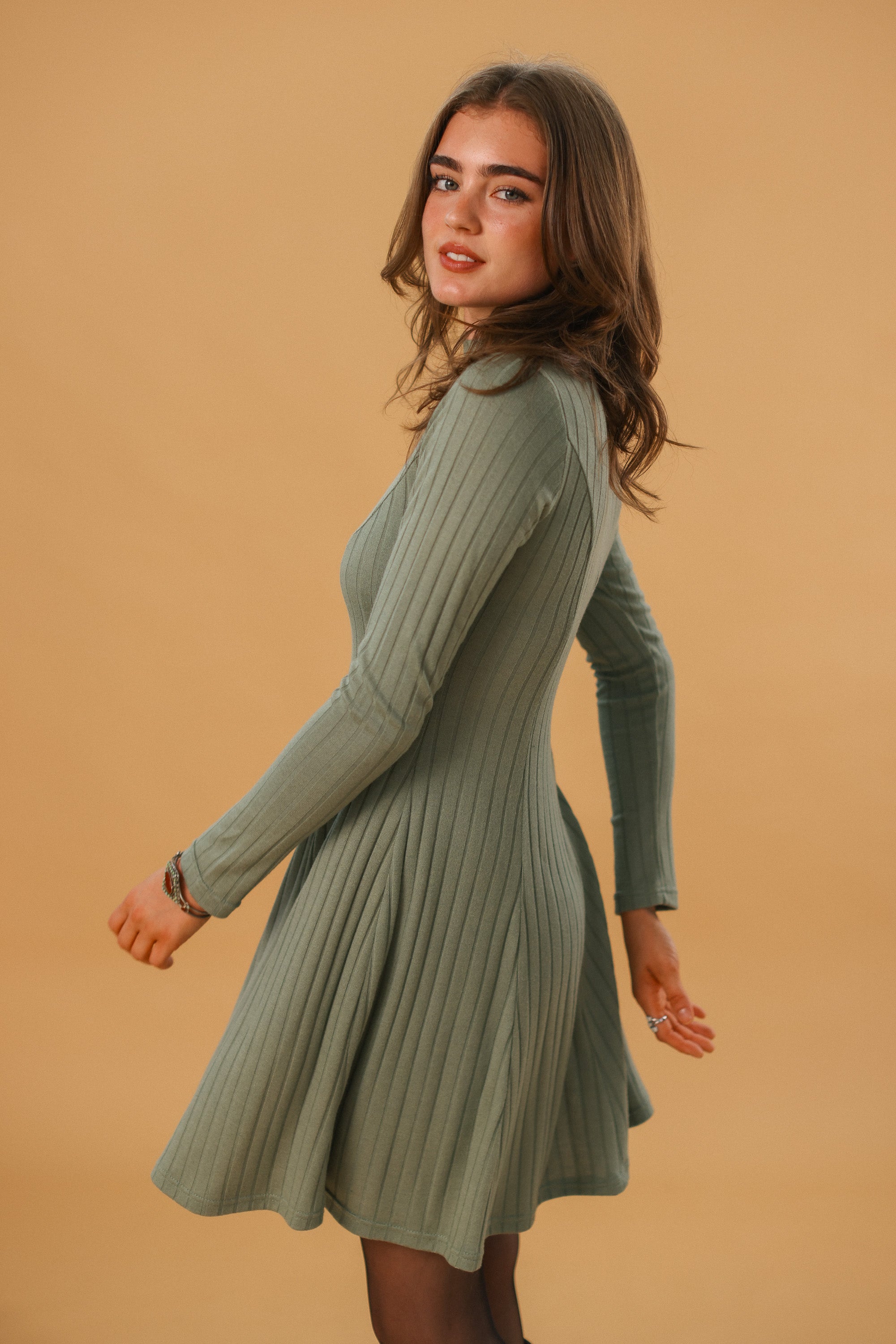 Dress Janette Ribb Olive