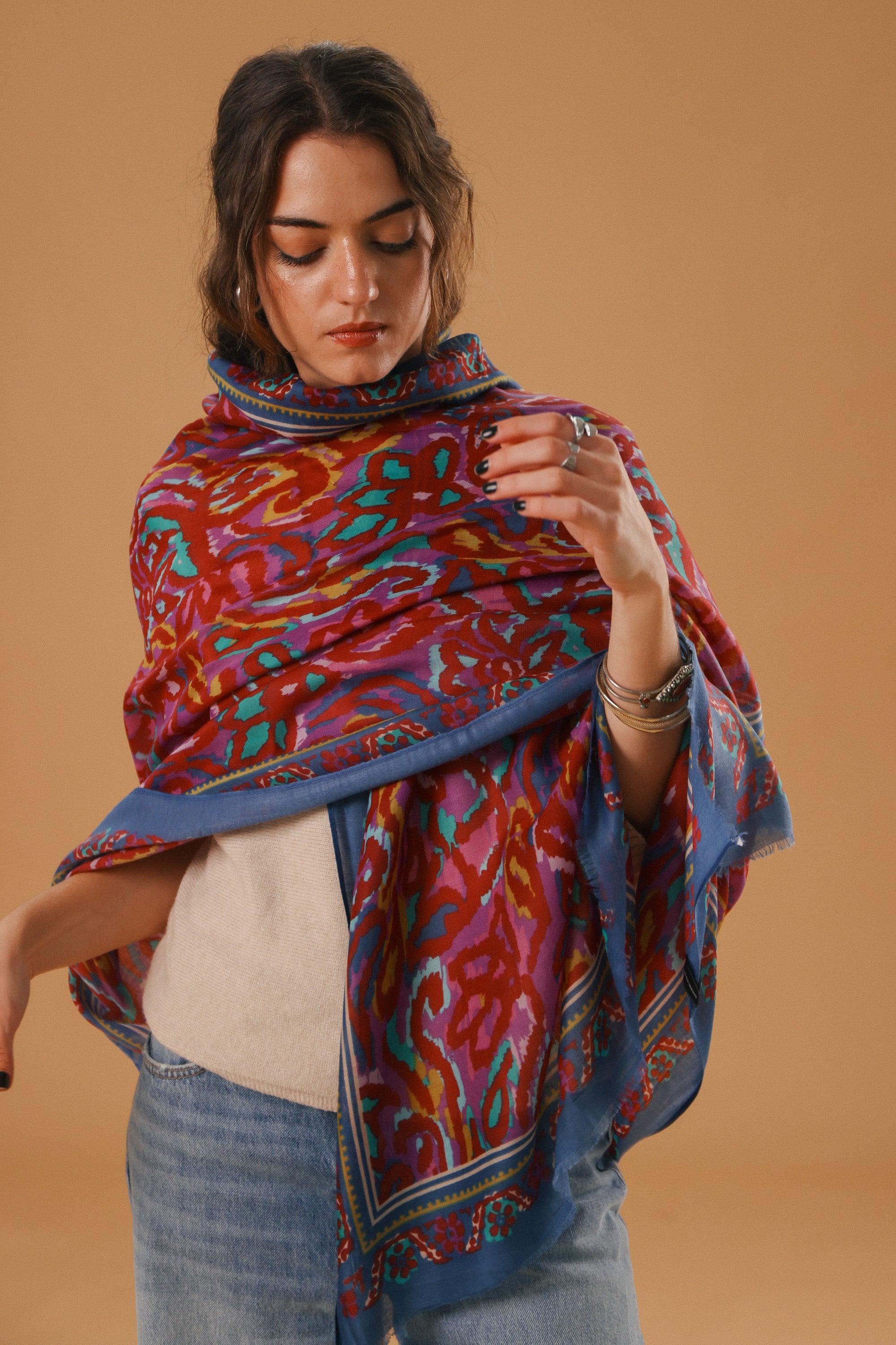 Shawl Kaleido Pink Burgundy