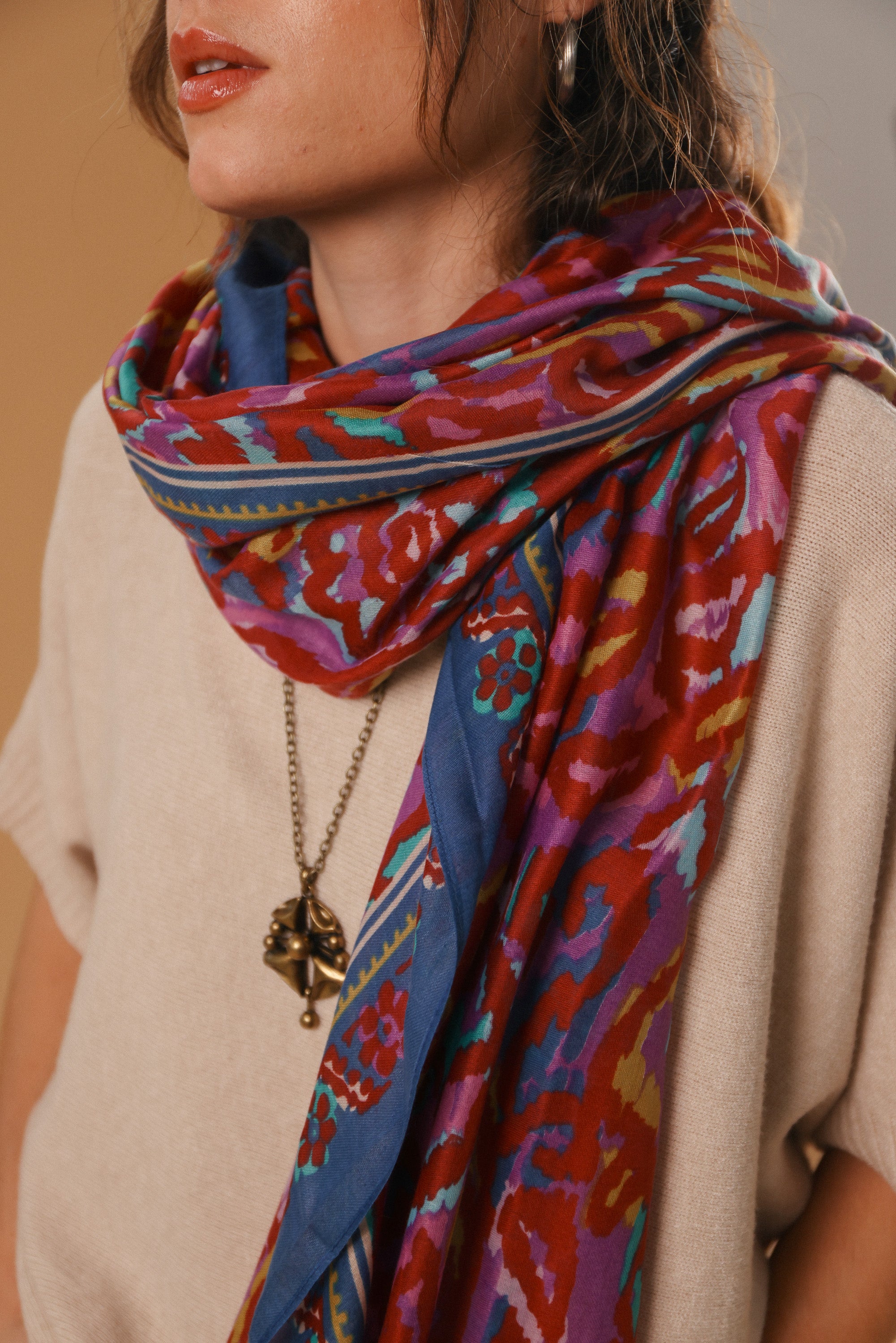 Shawl Kaleido Pink Burgundy