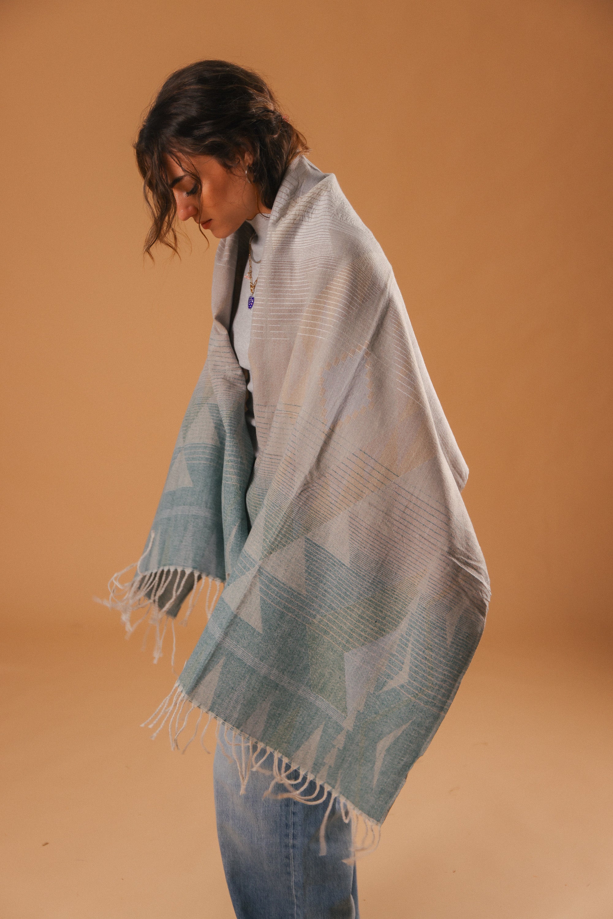 Scarf Auravine Green-Beige