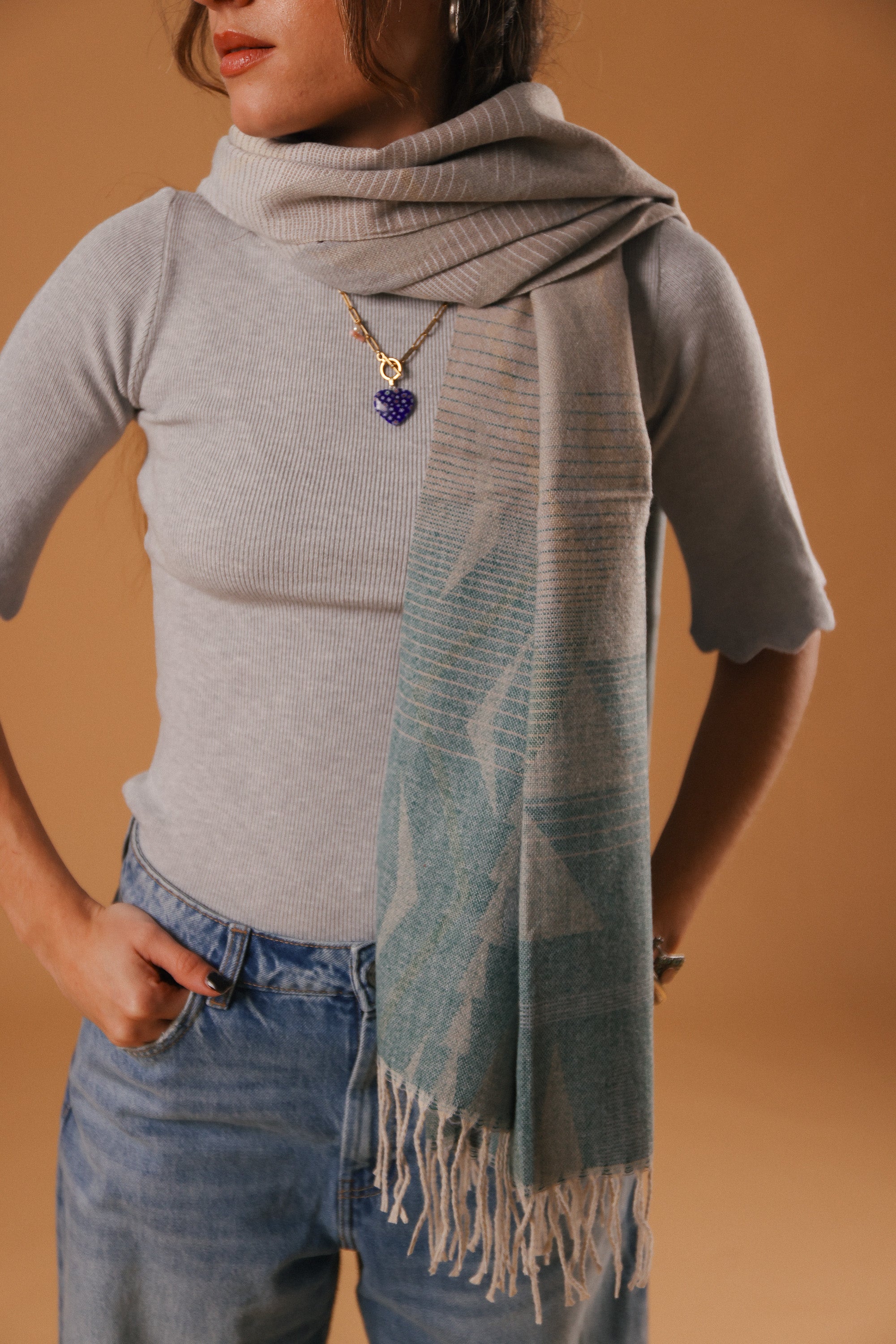 Scarf Auravine Green-Beige