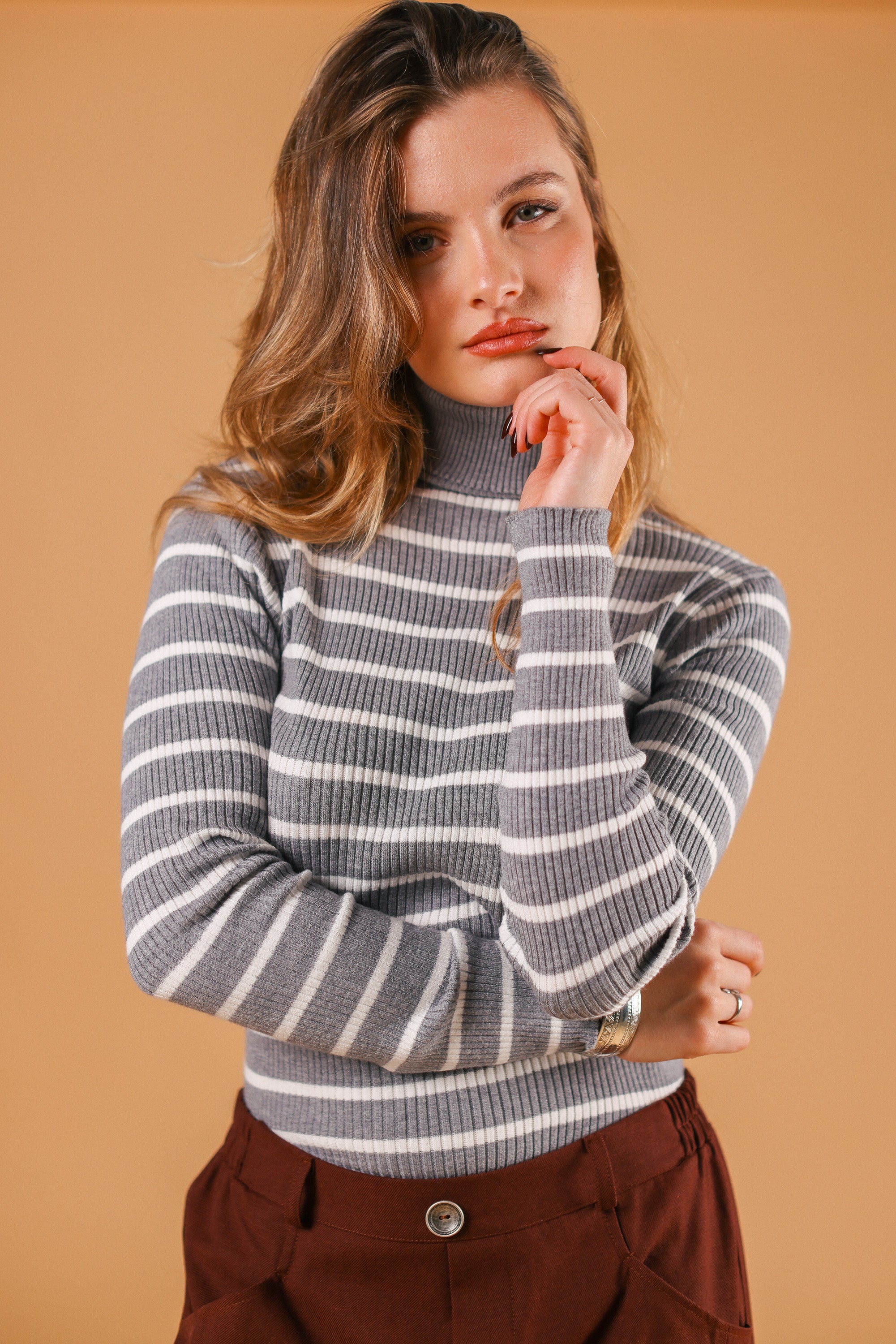Knit Top Jesap Grey Stripes
