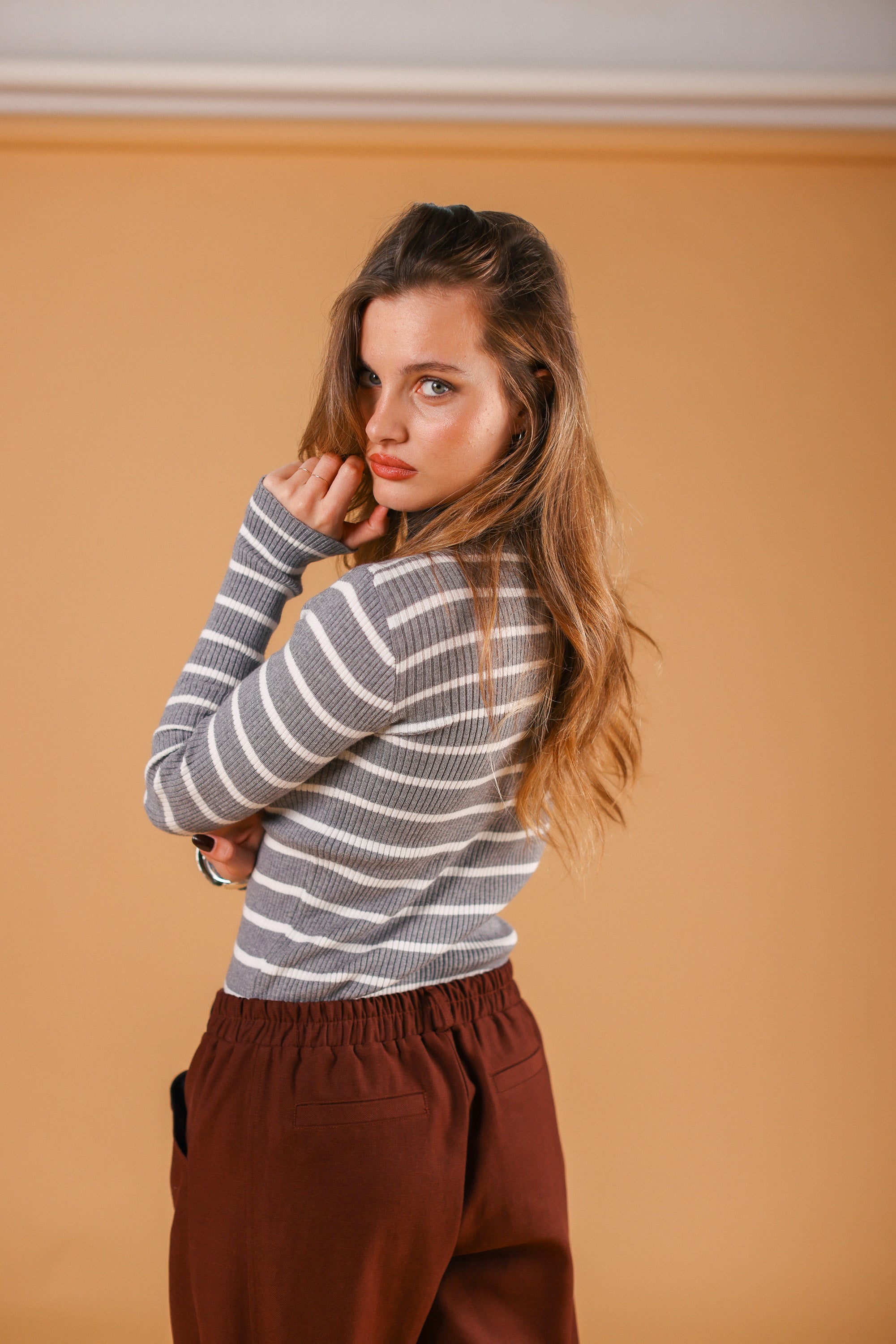 Knit Top Jesap Grey Stripes