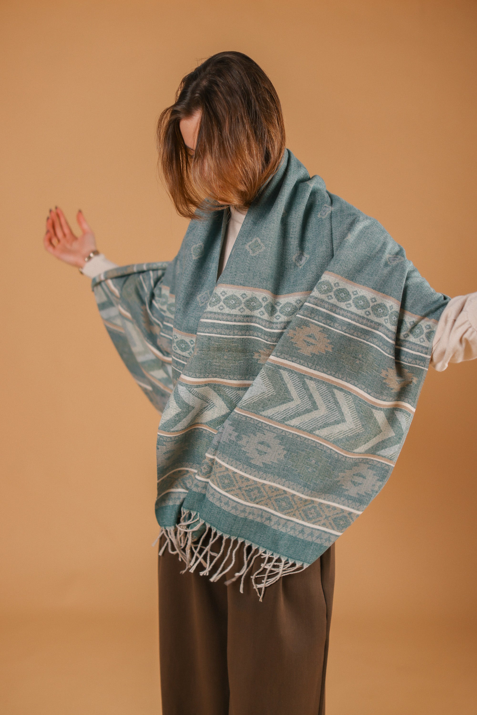 Scarf Zelia Petrol Beige