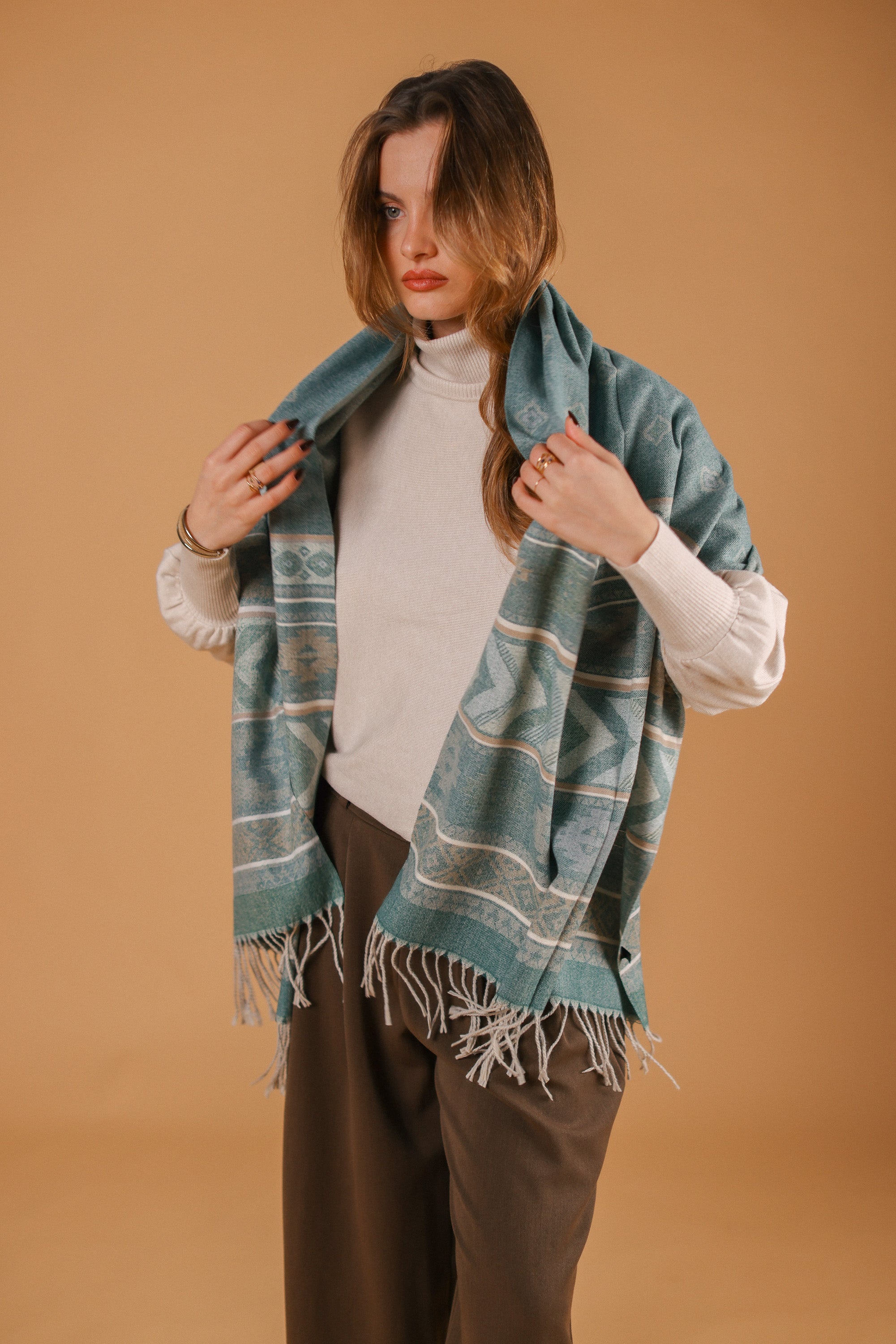 Scarf Zelia Petrol Beige