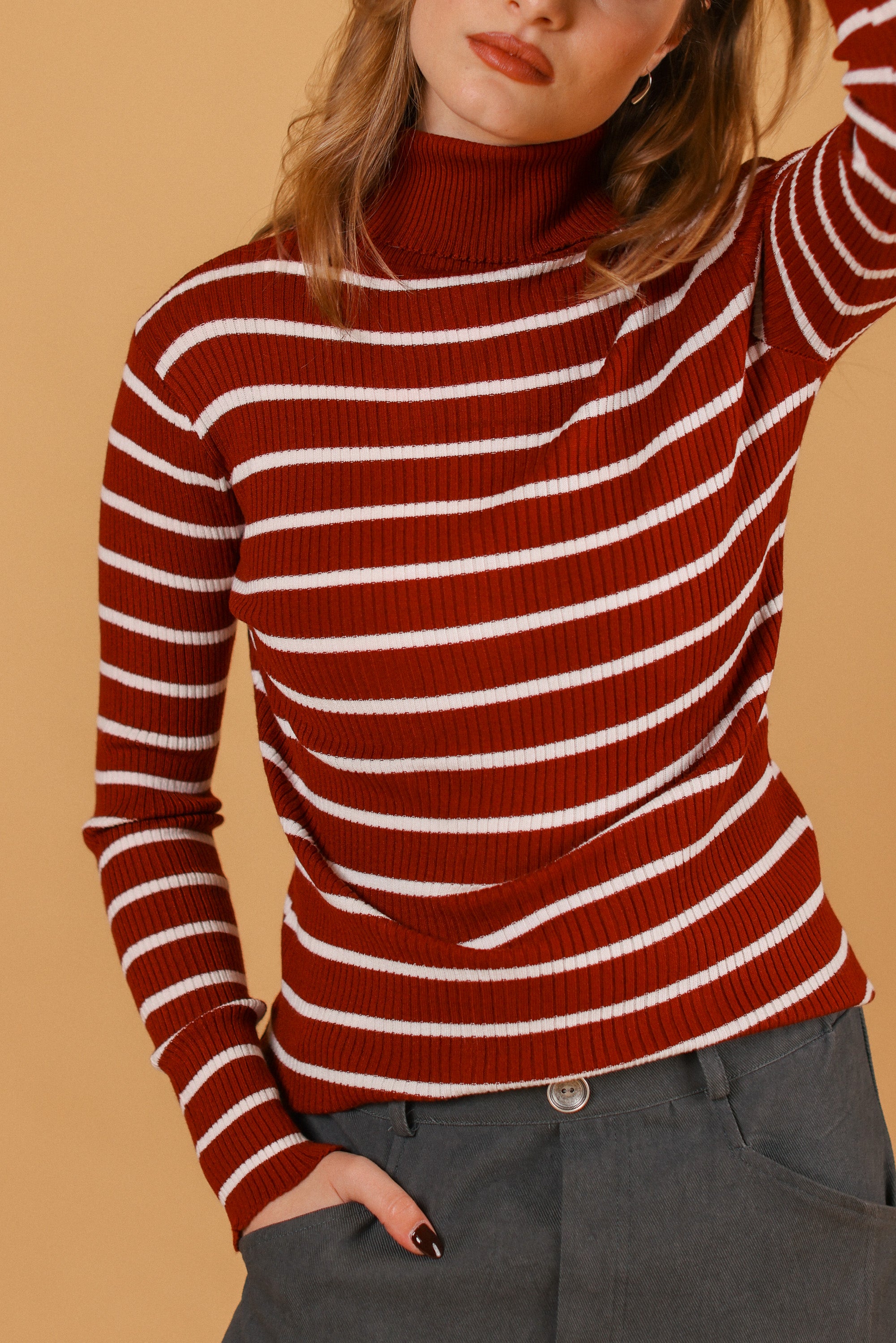 Knit Top Jesap Burgundy Stripes