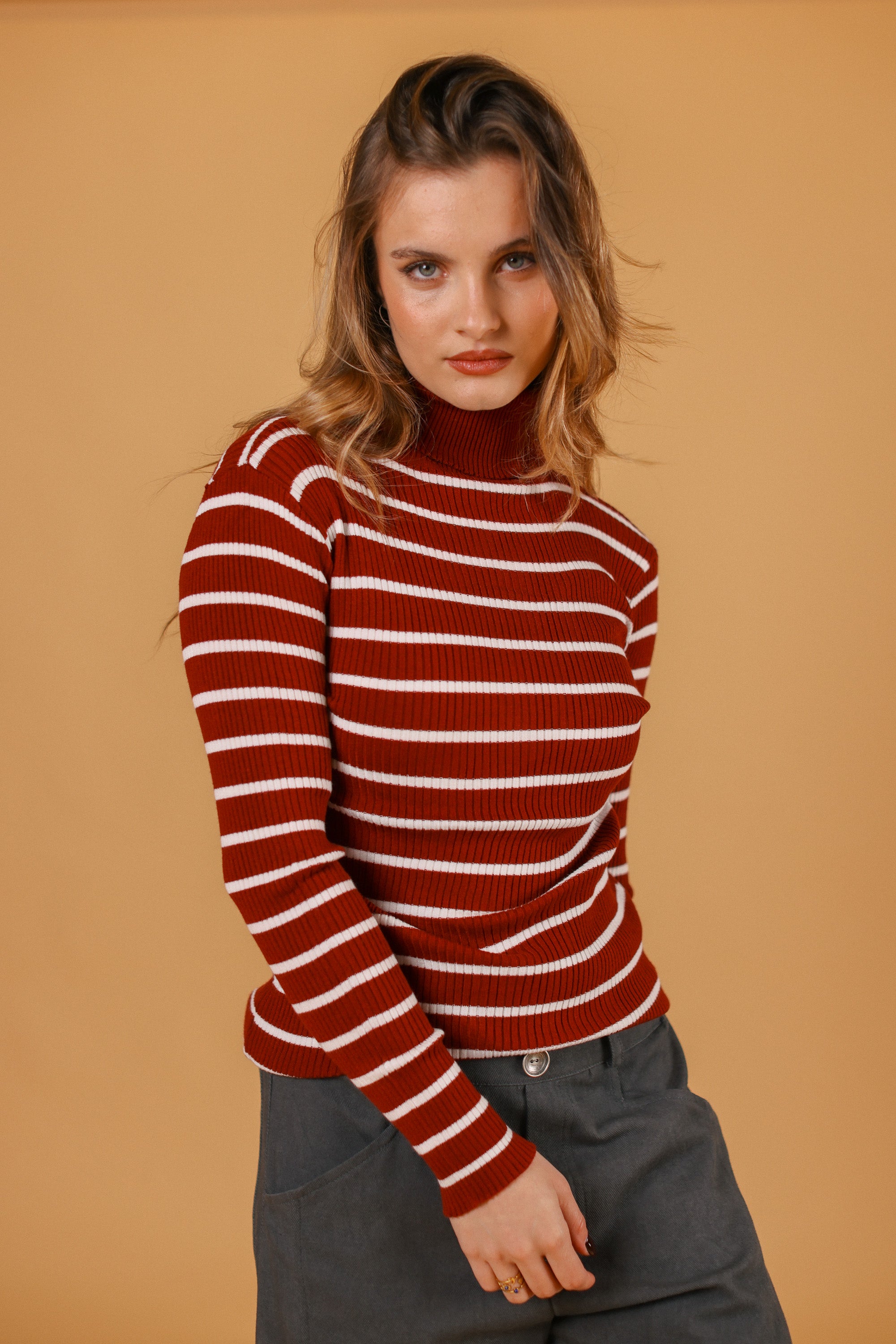 Knit Top Jesap Burgundy Stripes