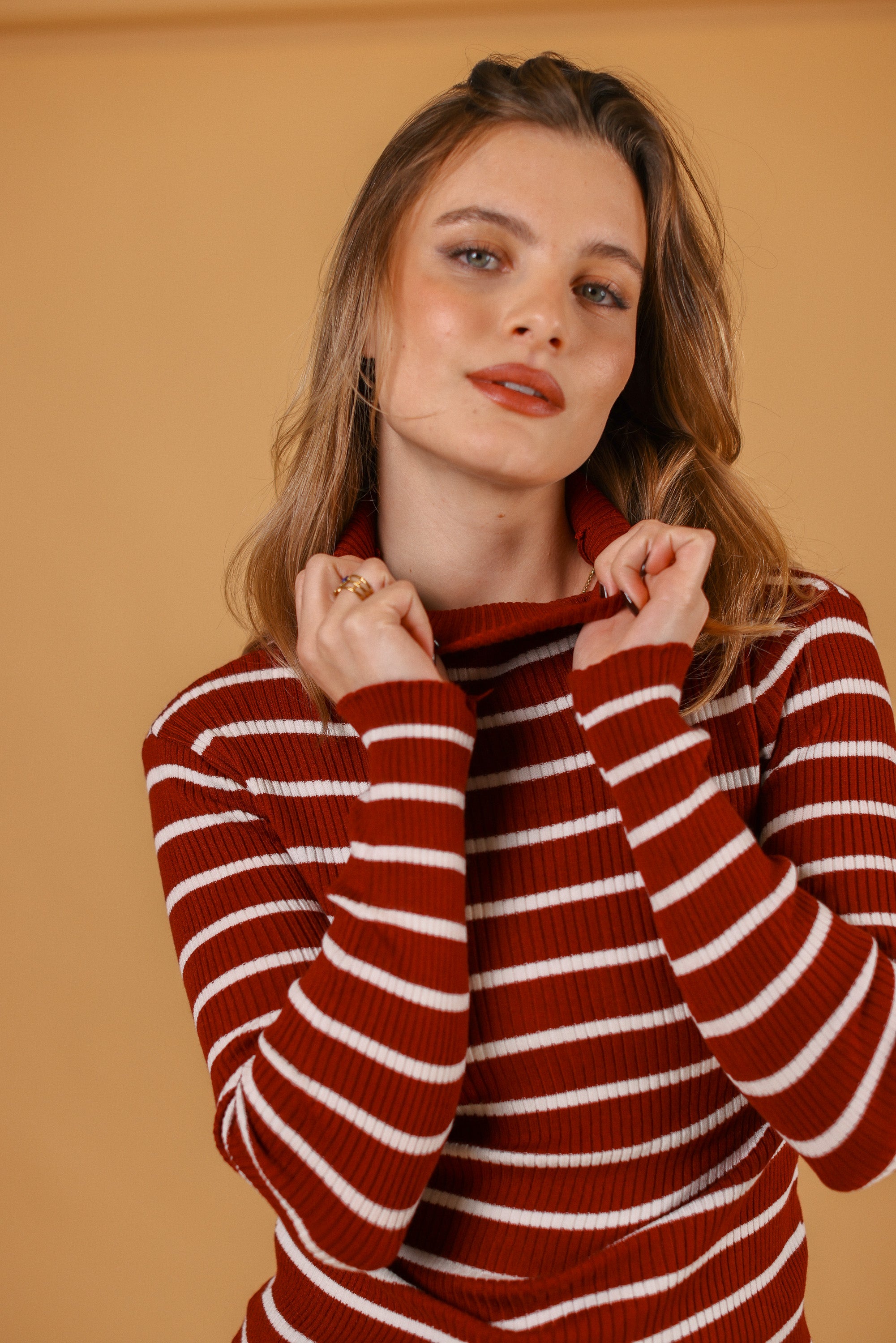 Knit Top Jesap Burgundy Stripes