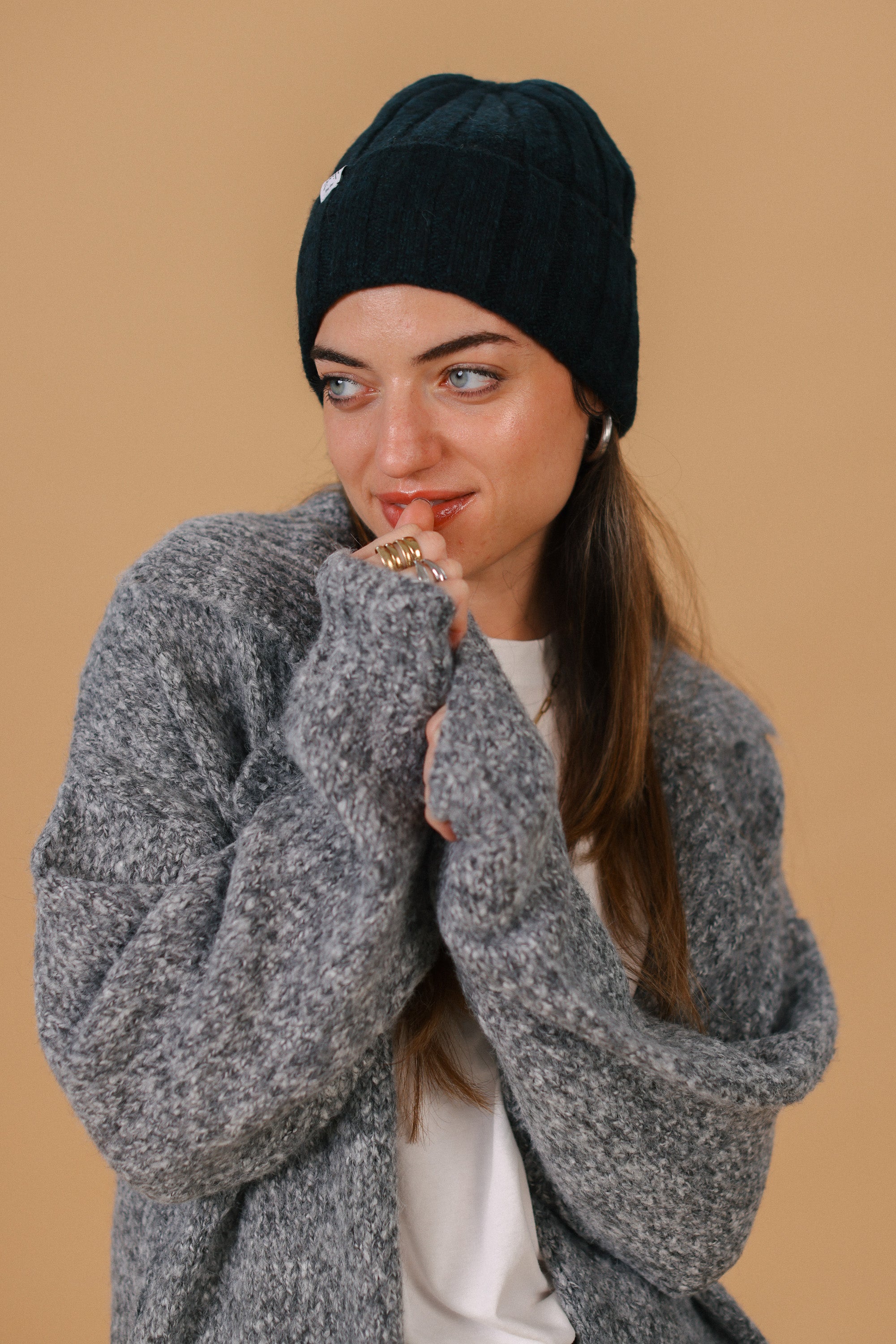 Beanie Cozy Knit Dark Green