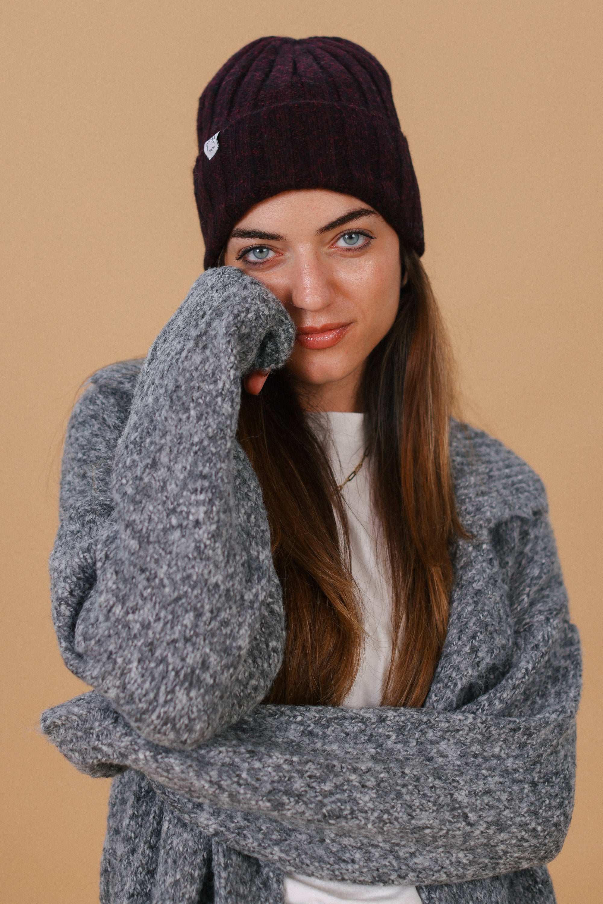 Beanie Cozy Knit Burgundy