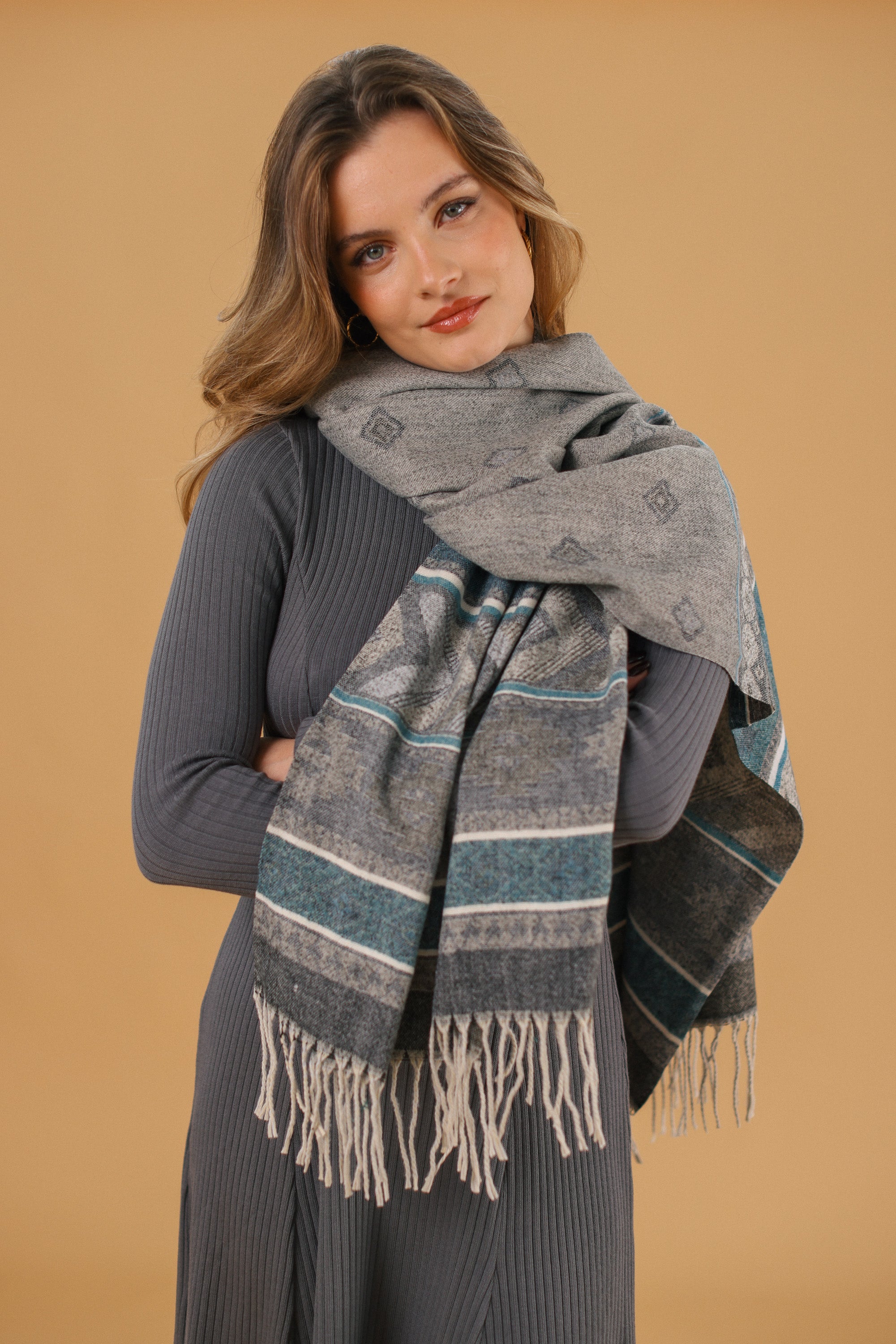 Scarf Zelia Petrol Grey
