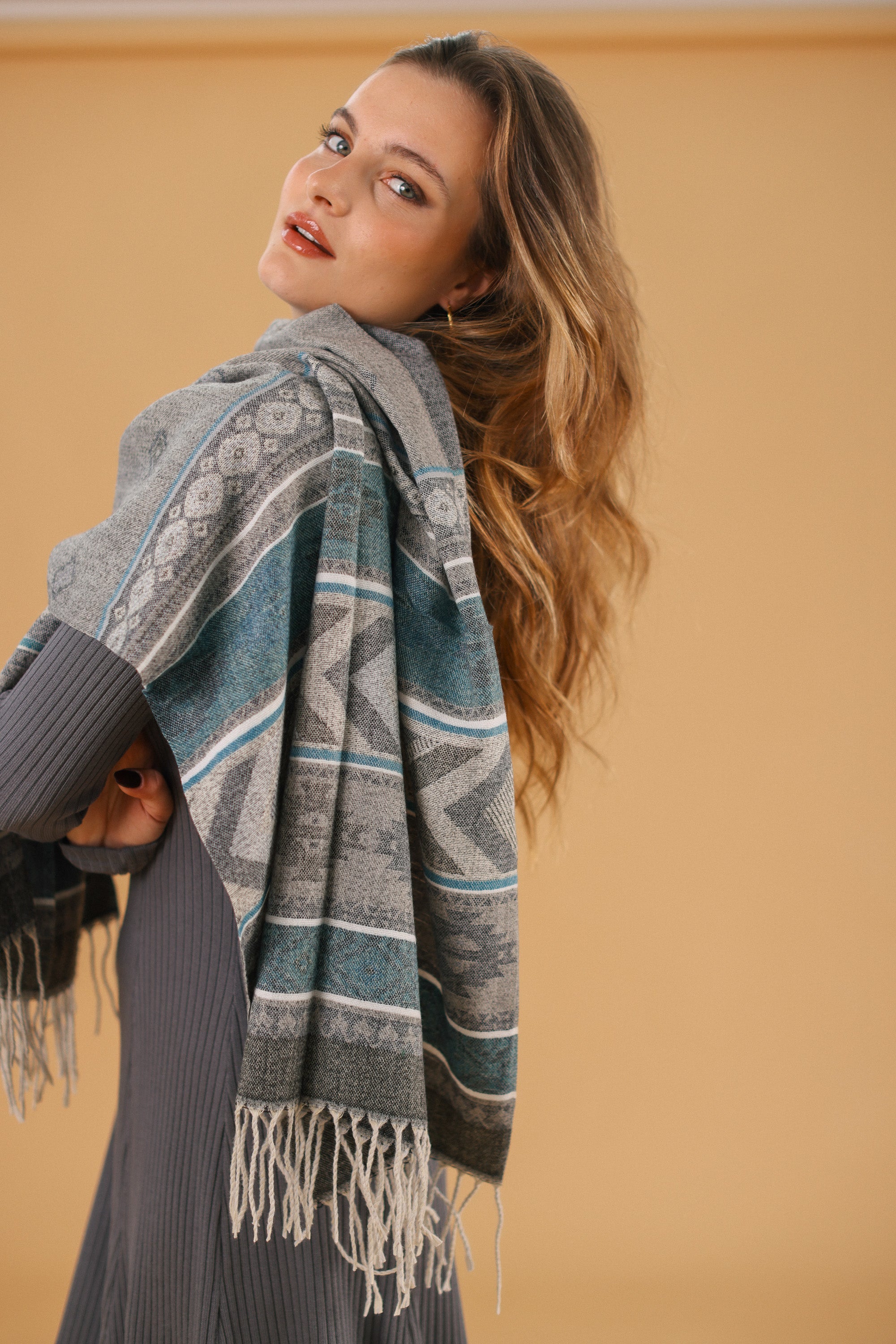 Scarf Zelia Petrol Grey