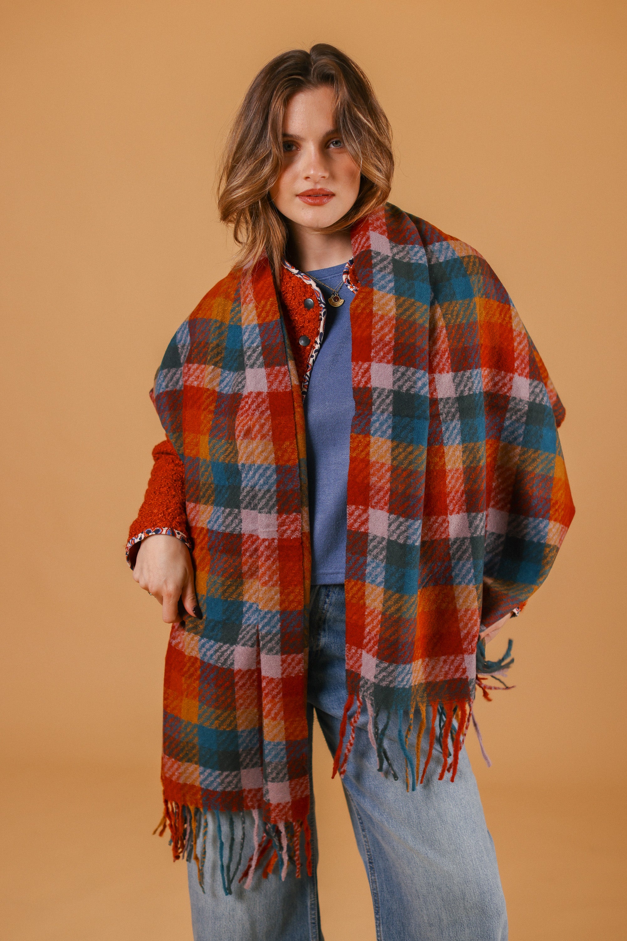 Scarf Callen Red Turqoise