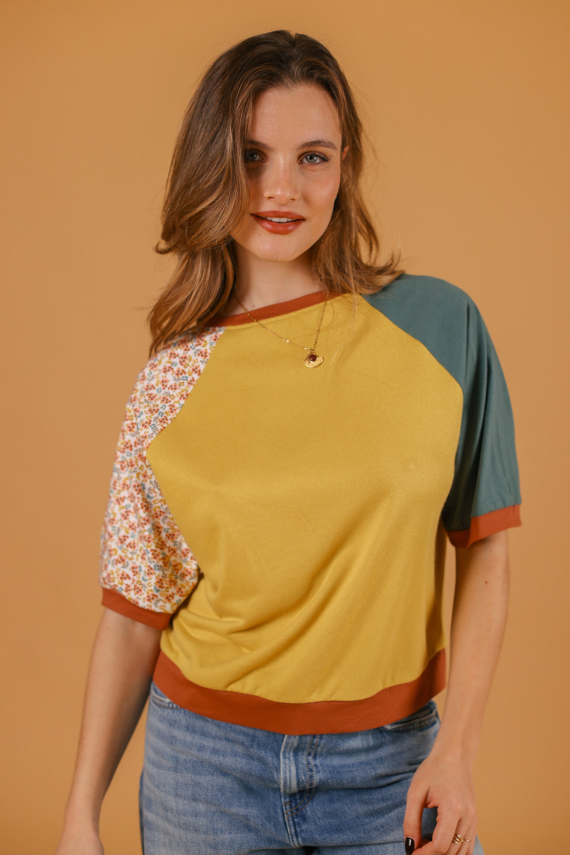 Top Emory Mustard Floral