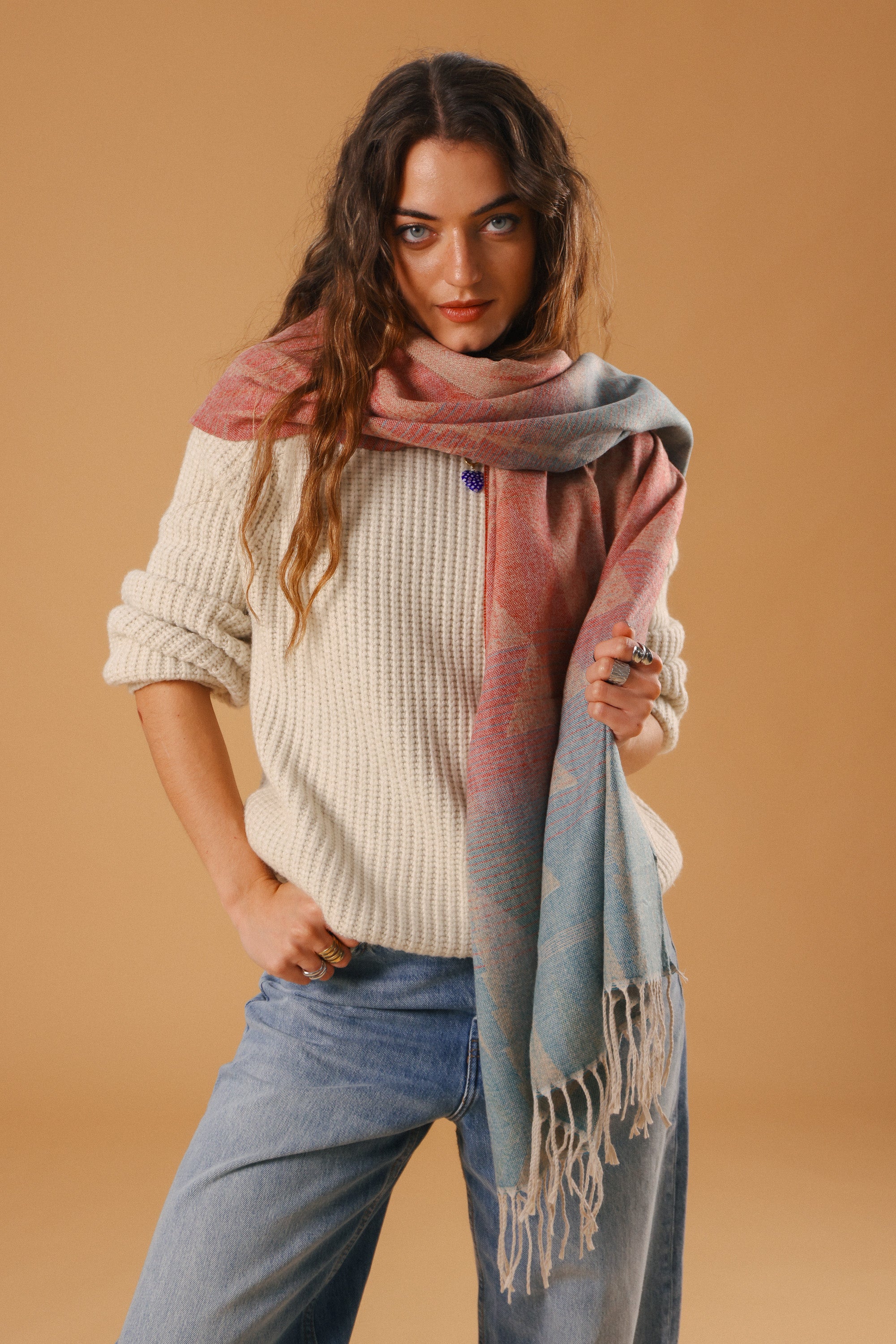 Scarf Auravine Petrol Red