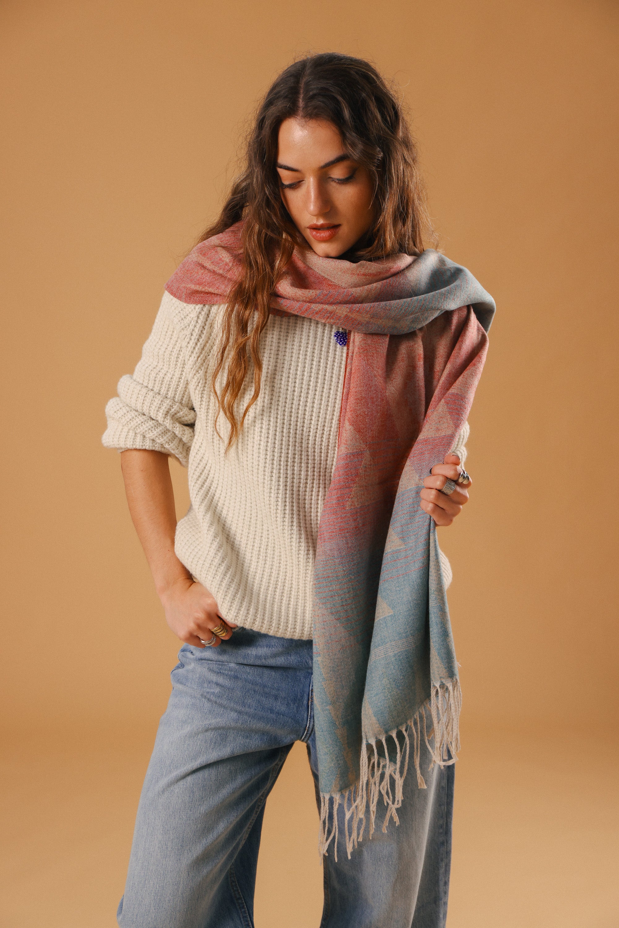 Scarf Auravine Petrol Red