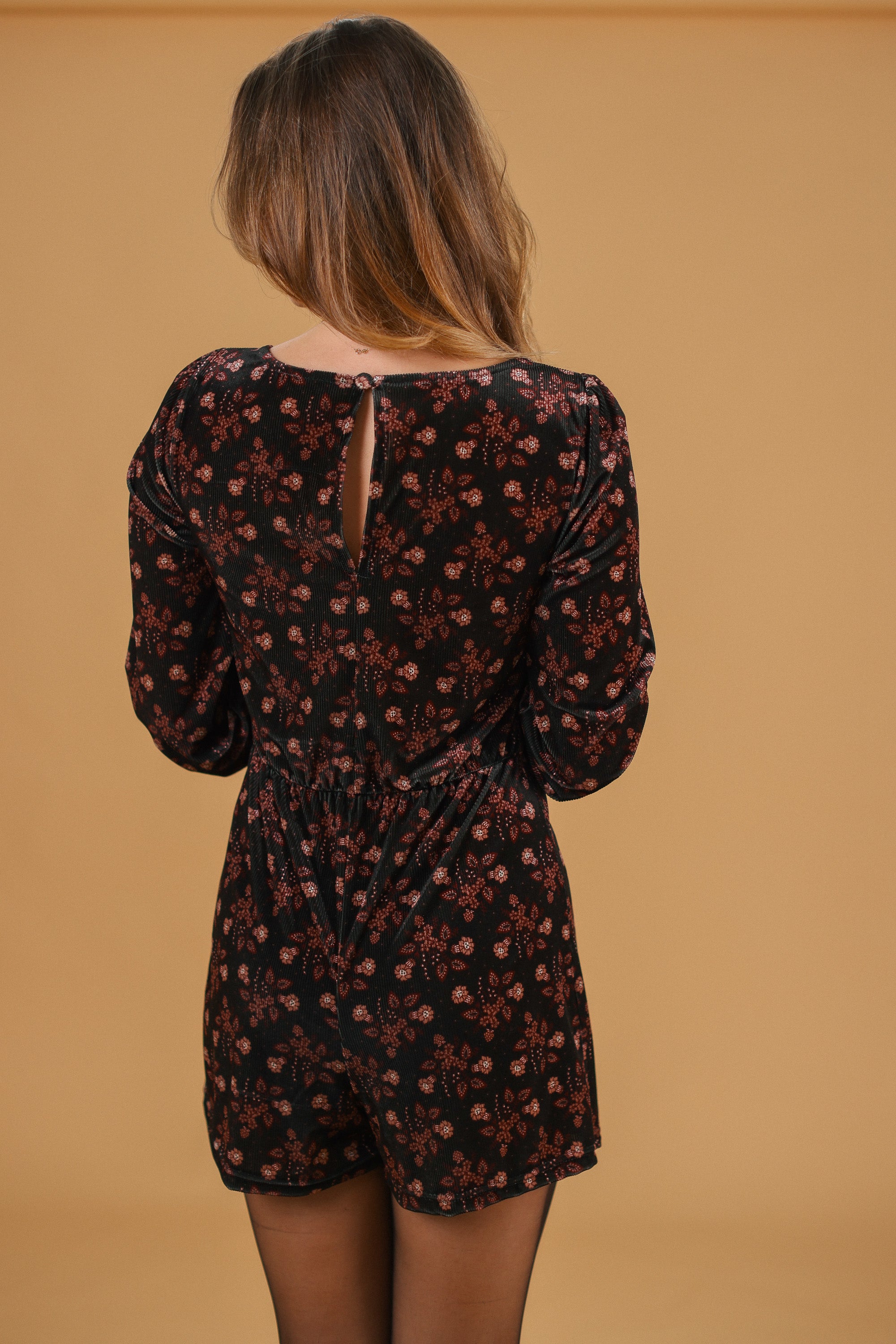 Playsuit Amelise Black Pink Floral