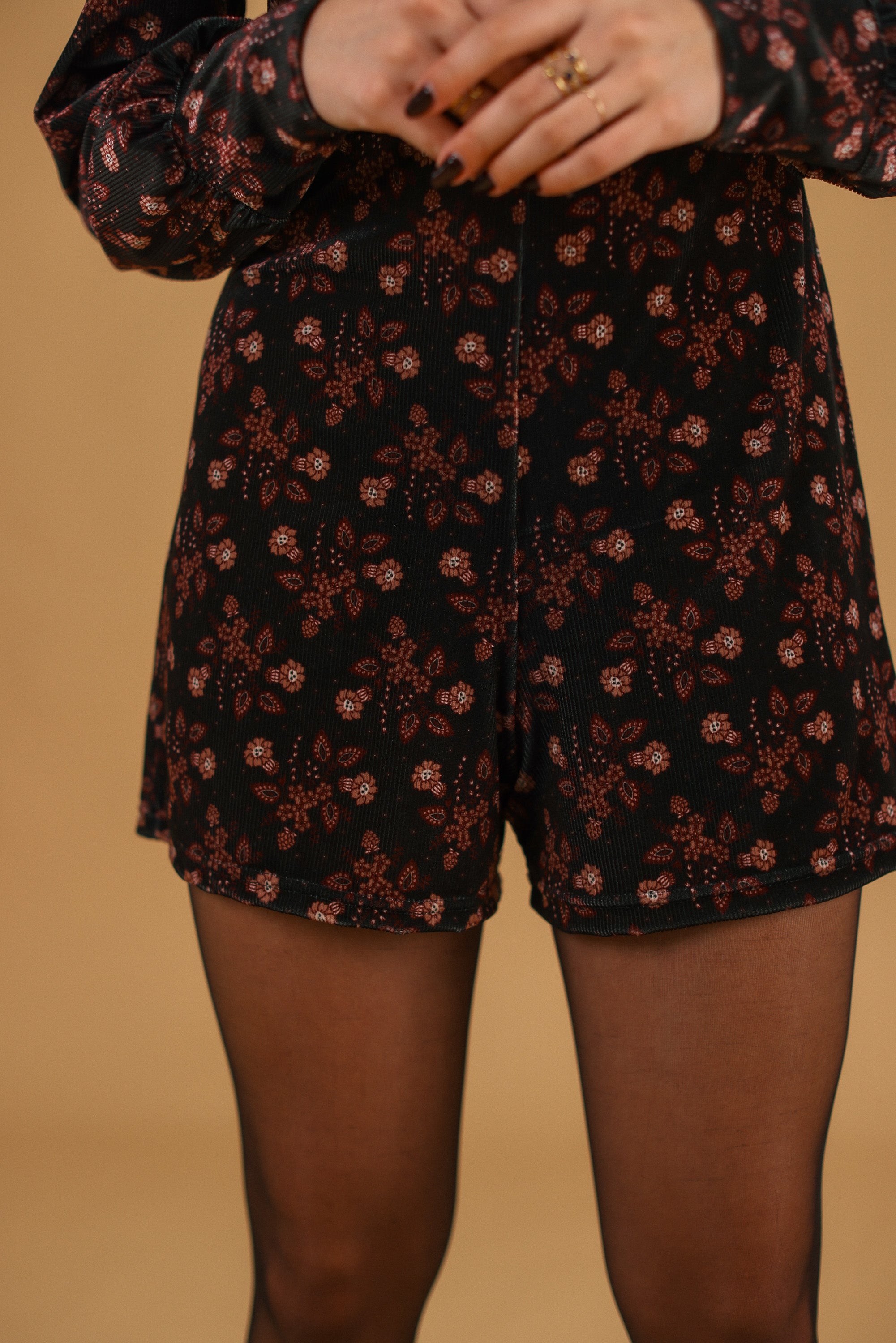 Playsuit Amelise Black Pink Floral