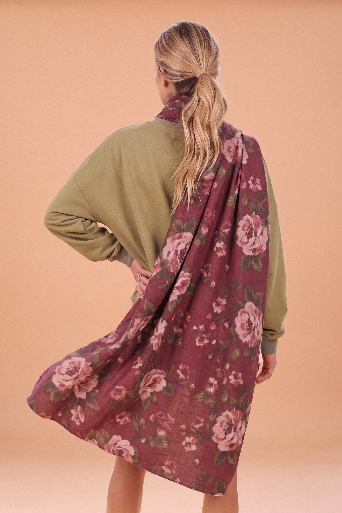 Scarf Lucy Mauve Flowers