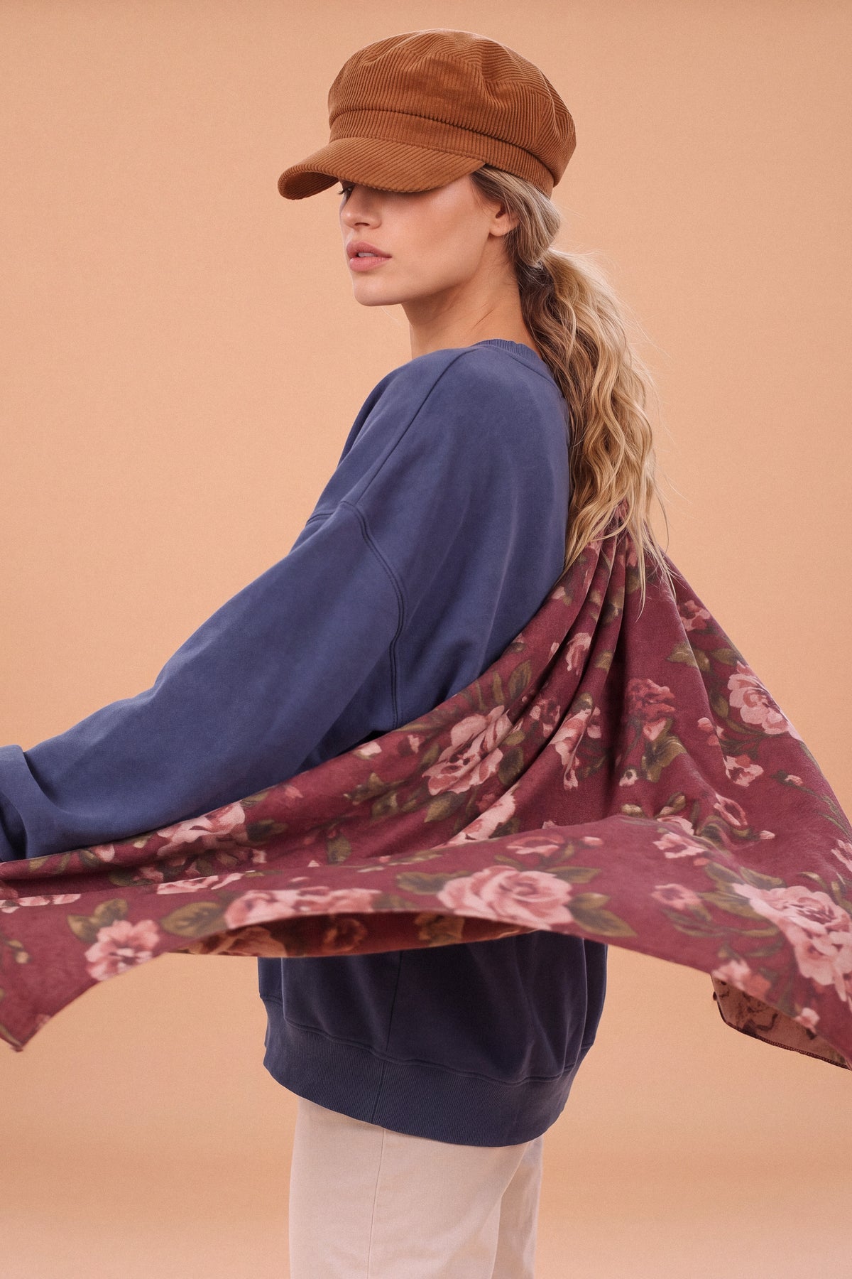Scarf Lucy Mauve Flowers