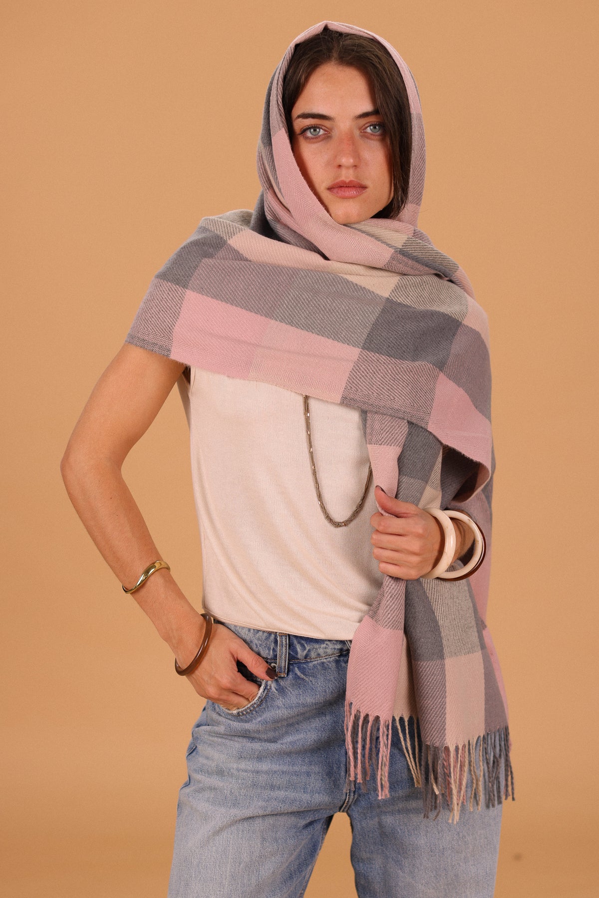 Scarf Leina Pink & Grey