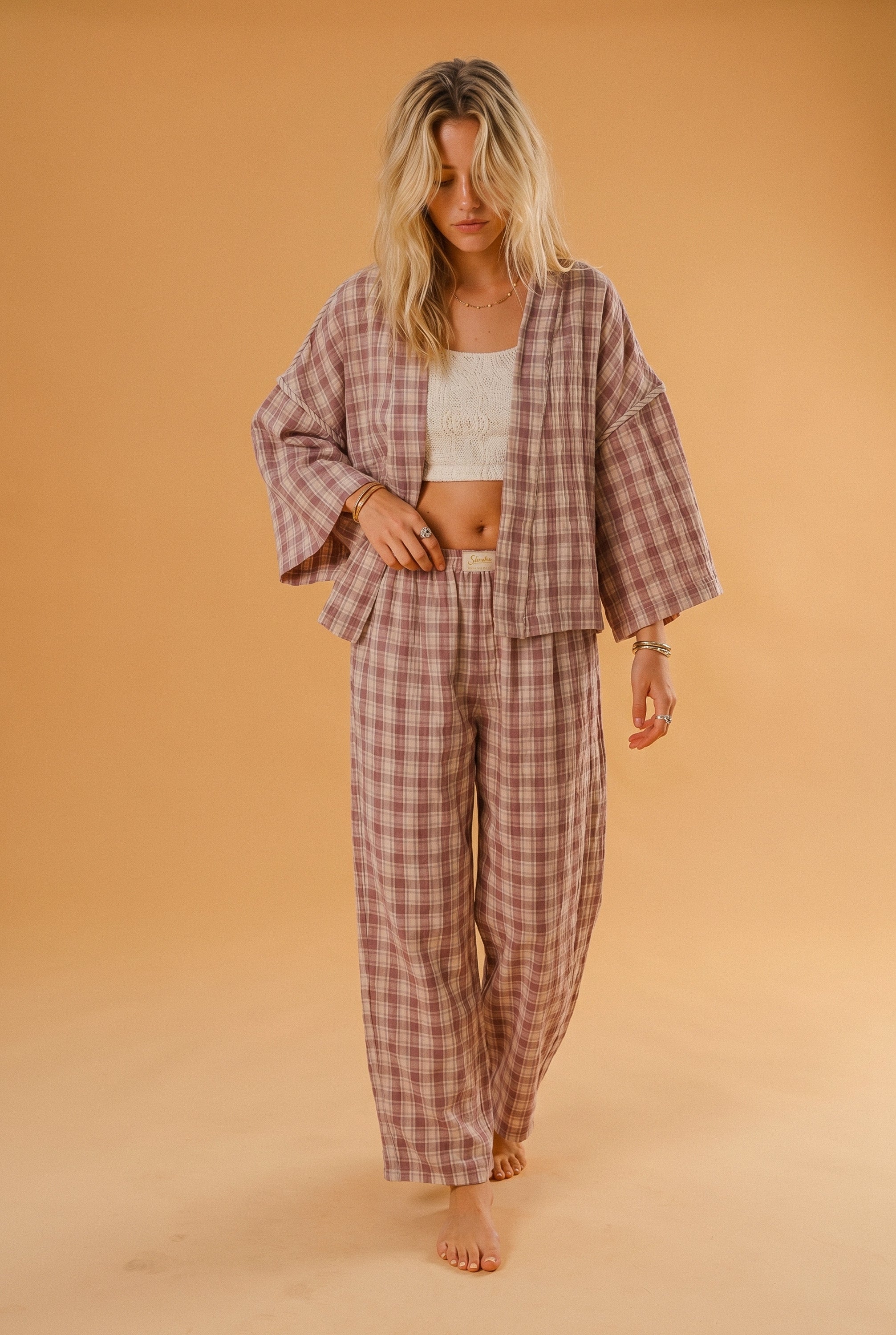 Trousers Dino Checkered Purple