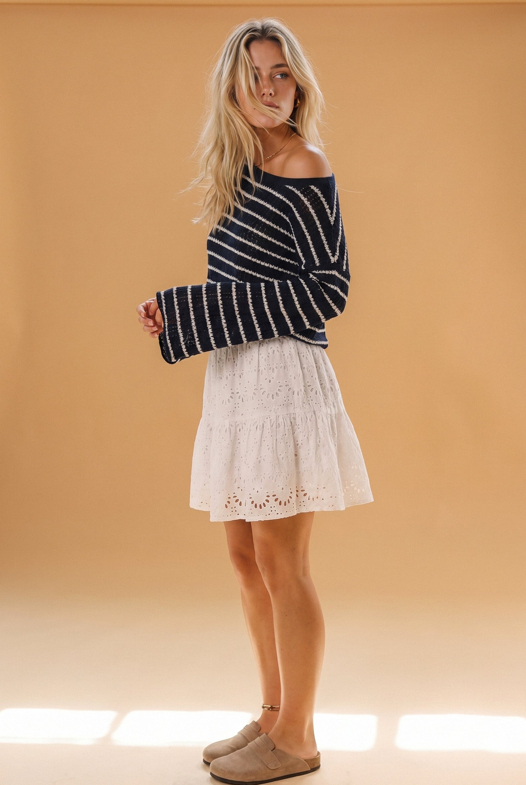 Knit Sweater Aurelie White Stripes