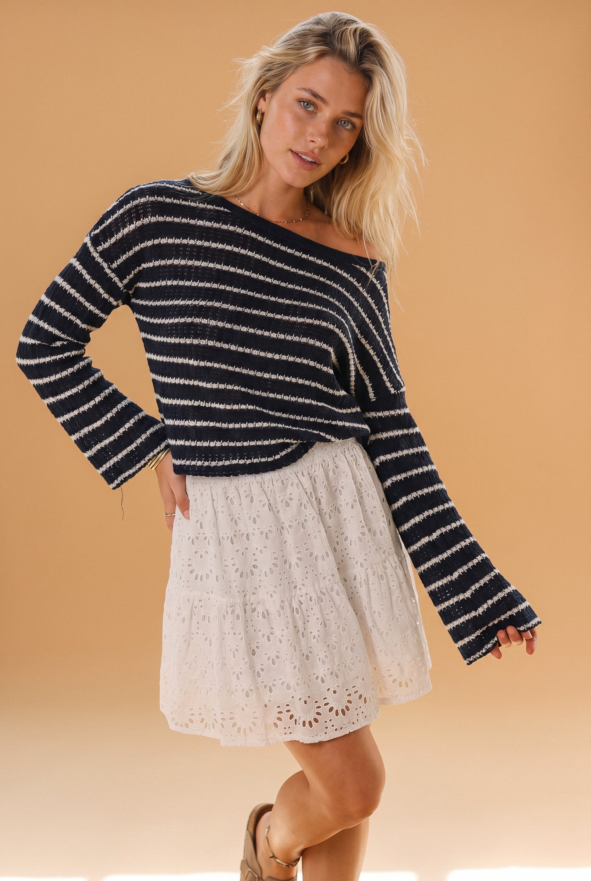 Skirt Joryn White Embroidered